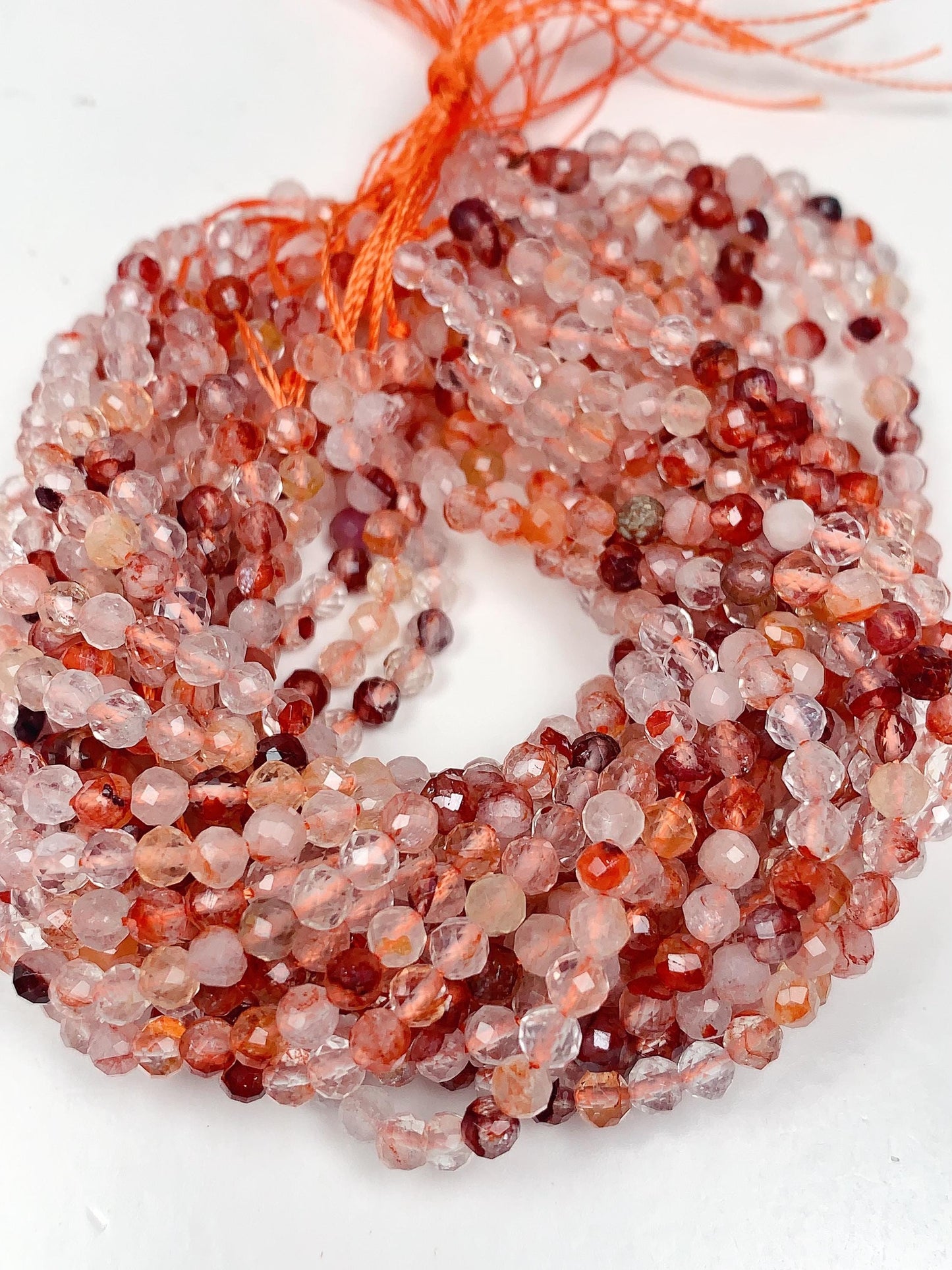 AAA Red Hematoid Quartz Faceted Ruond Beads 4mm 15.5" Strand