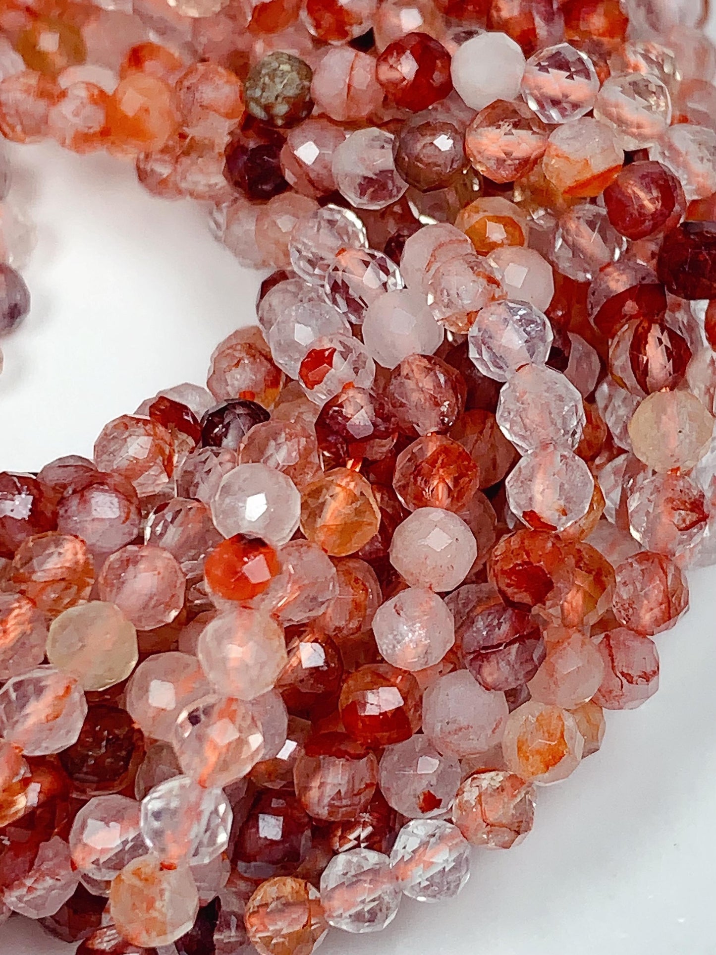 AAA Red Hematoid Quartz Faceted Ruond Beads 4mm 15.5" Strand
