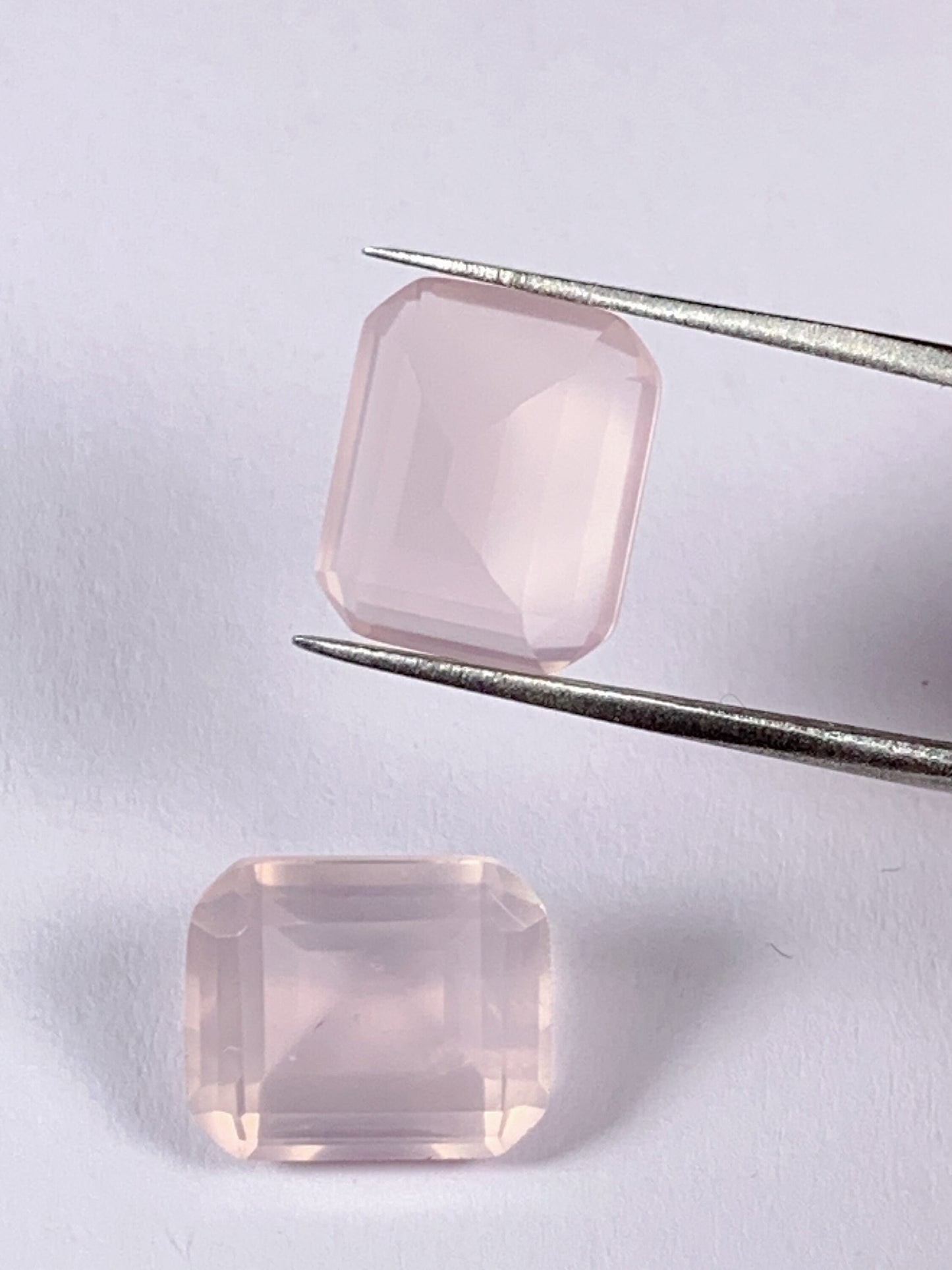 AAA Rose Quartz Gemstone: Natural Emerald Cut (10mm X 12mm)