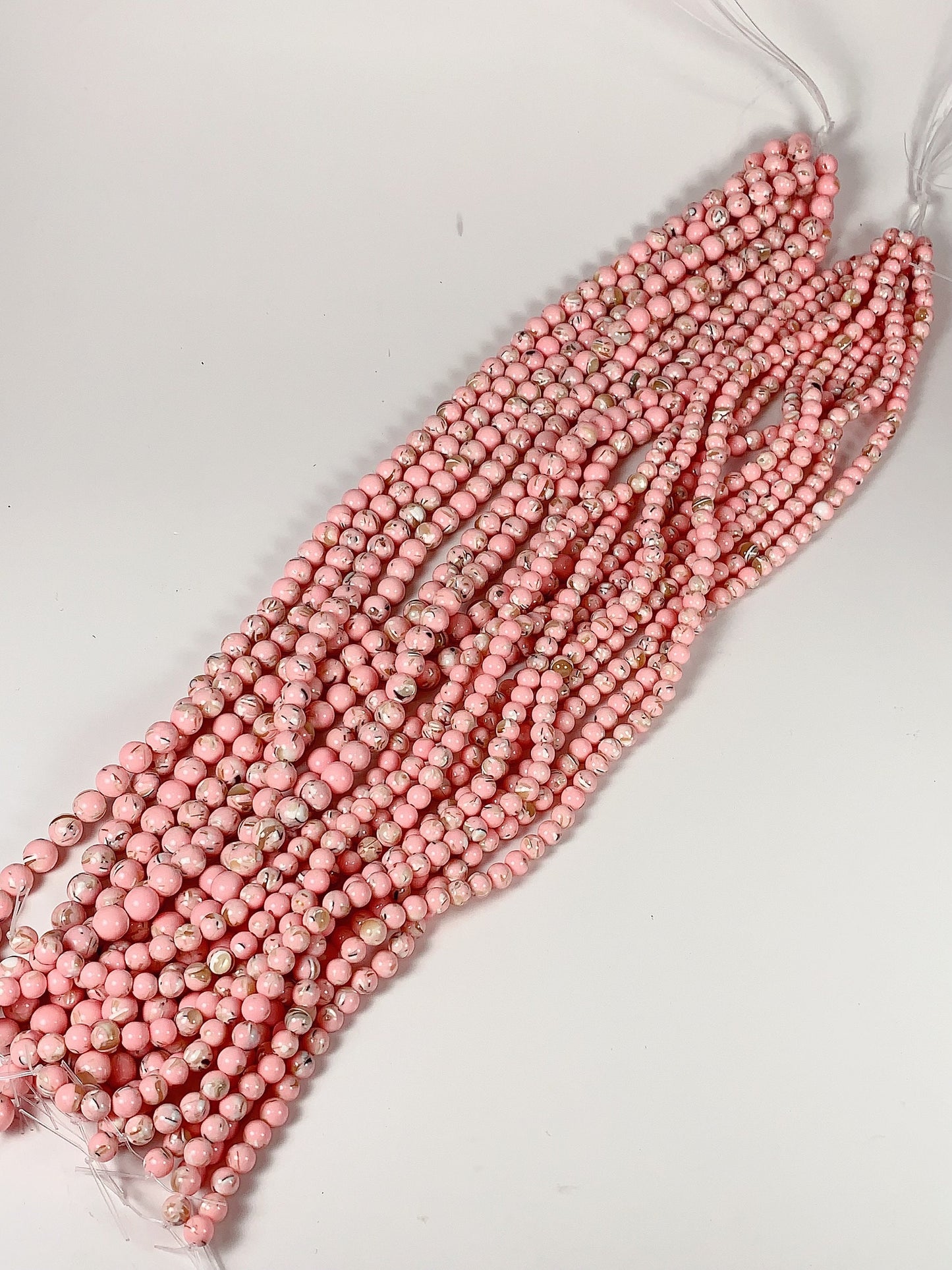 Pink Dyed Synthetic Shell Smooth Round Beads 15.5" Strand Gemstone  4mm 6mm 8mm 10mm