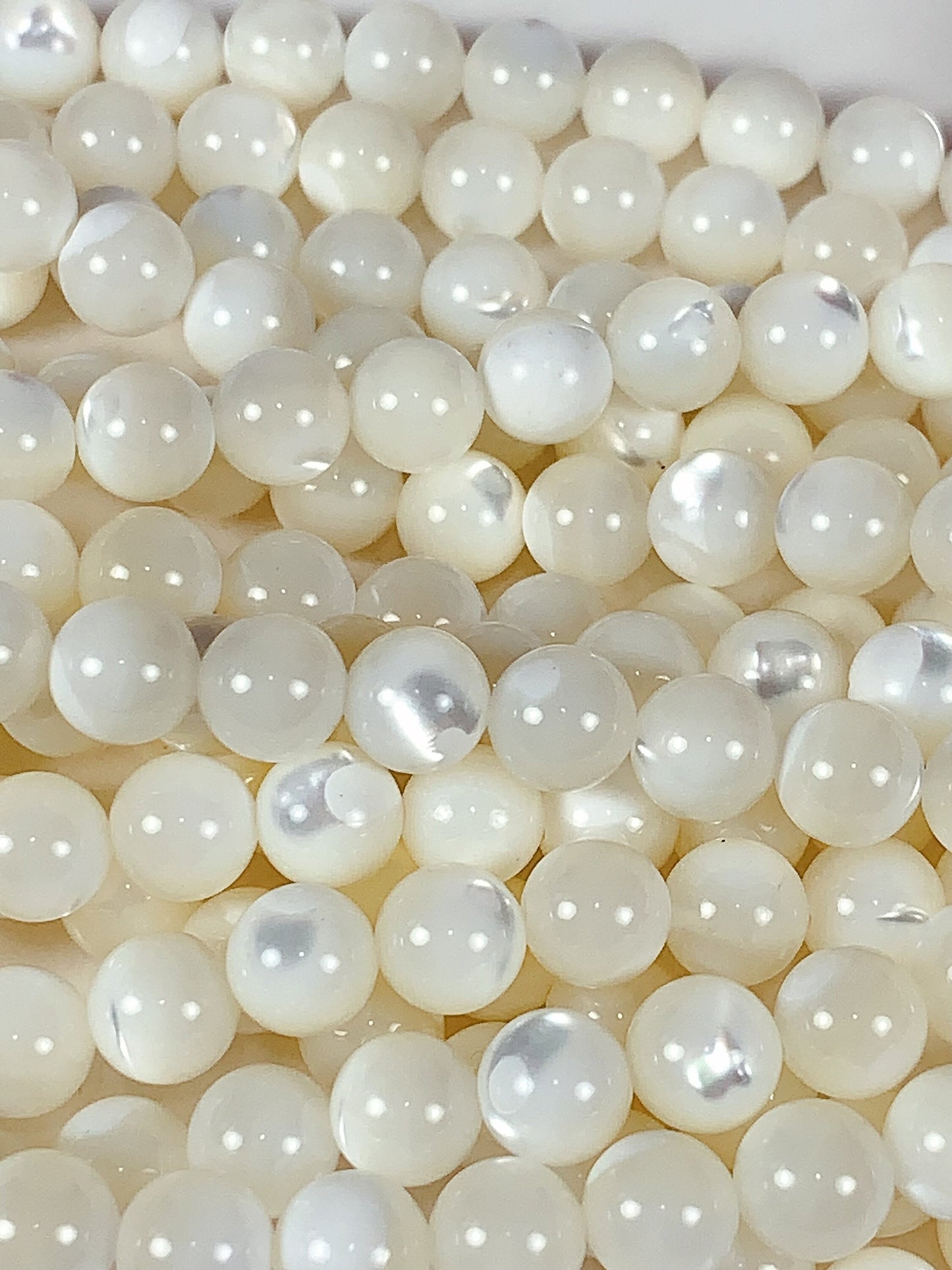 AAA Natural White Mother of Pearl Shell Smooth Round Beads Gemstone Strand  15" 2mm 3mm 4mm 6mm 8mm 10mm 12mm 14mm