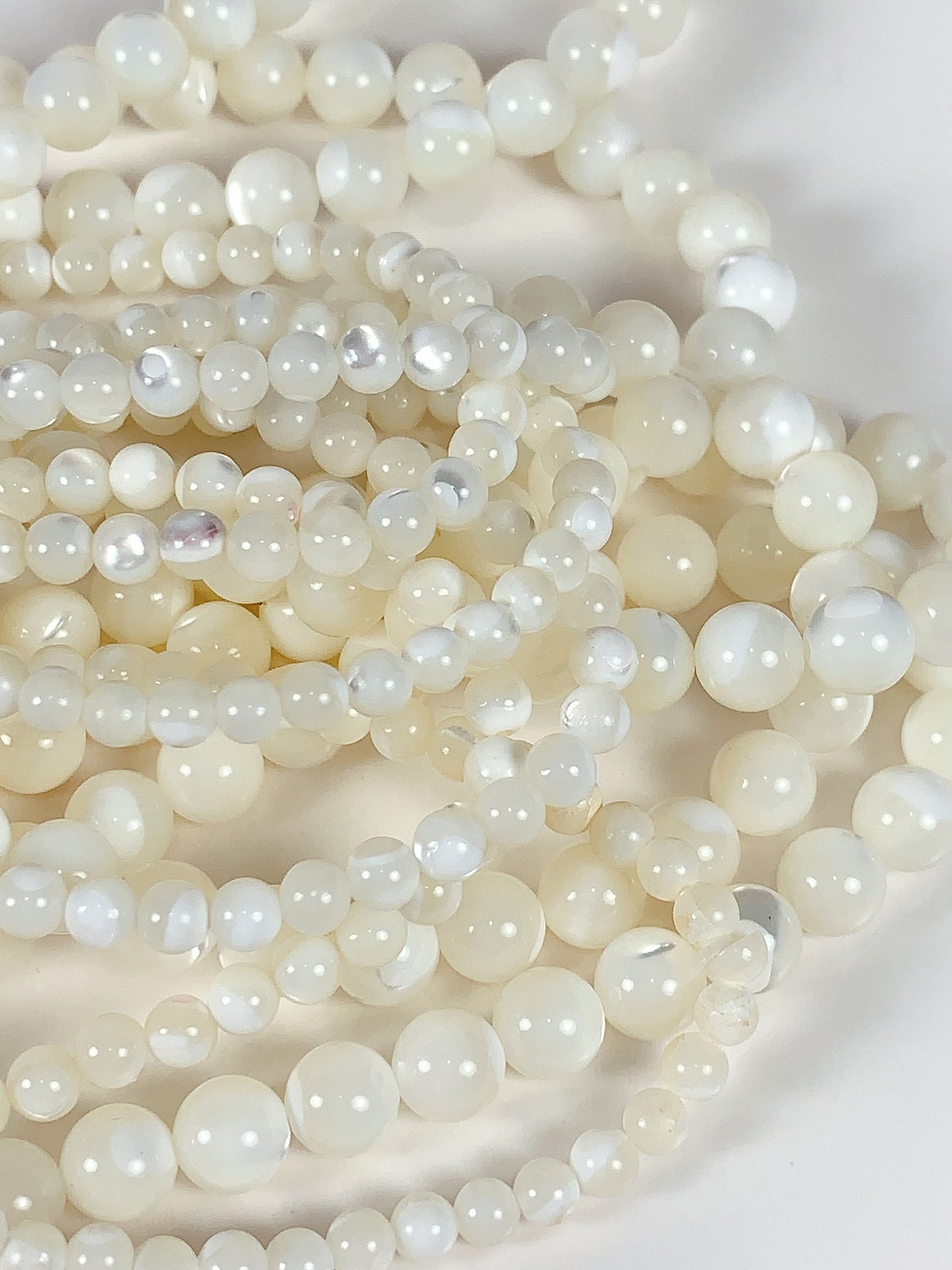AAA Natural White Mother of Pearl Shell Smooth Round Beads Gemstone Strand  15" 2mm 3mm 4mm 6mm 8mm 10mm 12mm 14mm