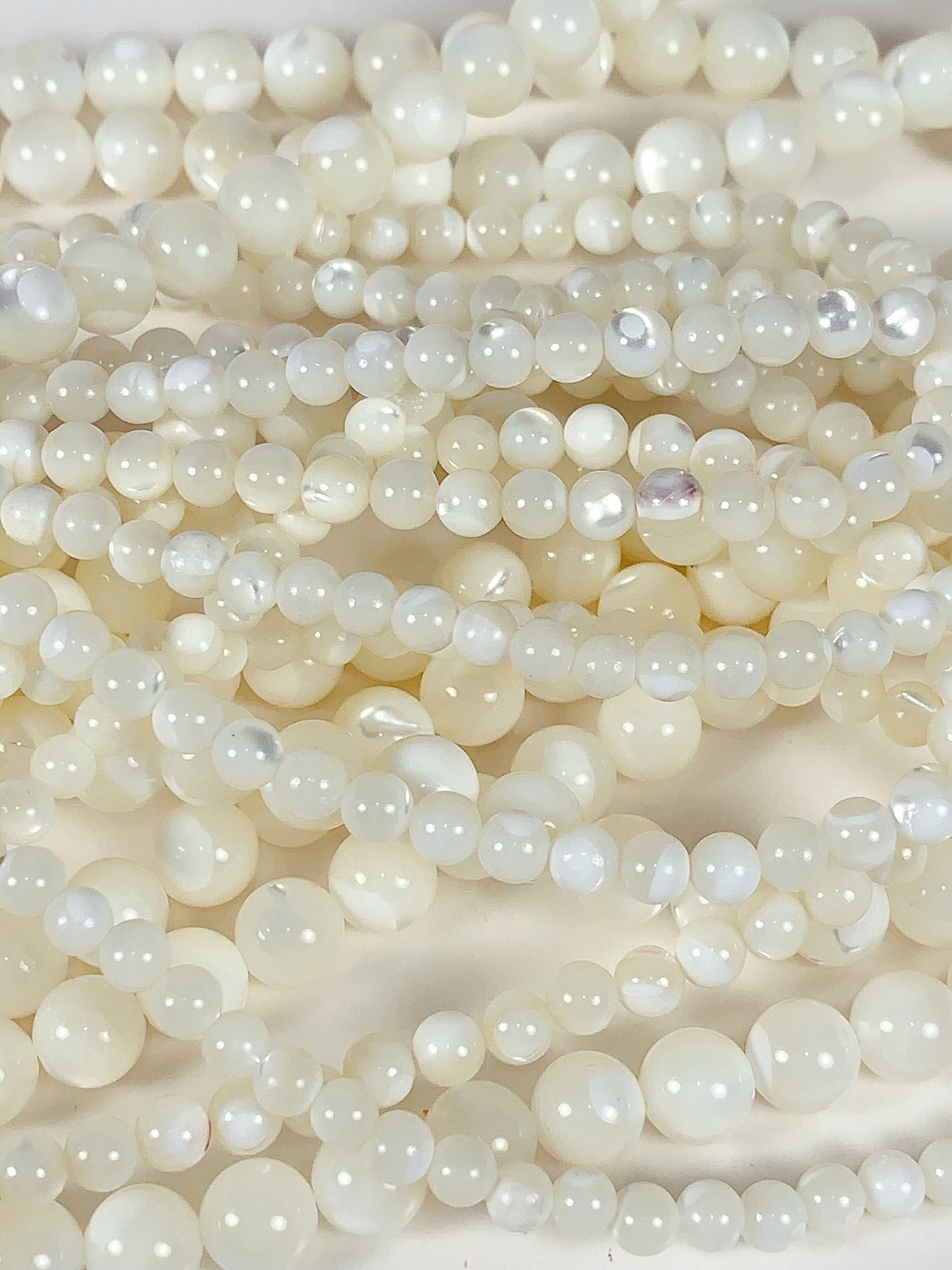 AAA Natural White Mother of Pearl Shell Smooth Round Beads Gemstone Strand  15" 2mm 3mm 4mm 6mm 8mm 10mm 12mm 14mm