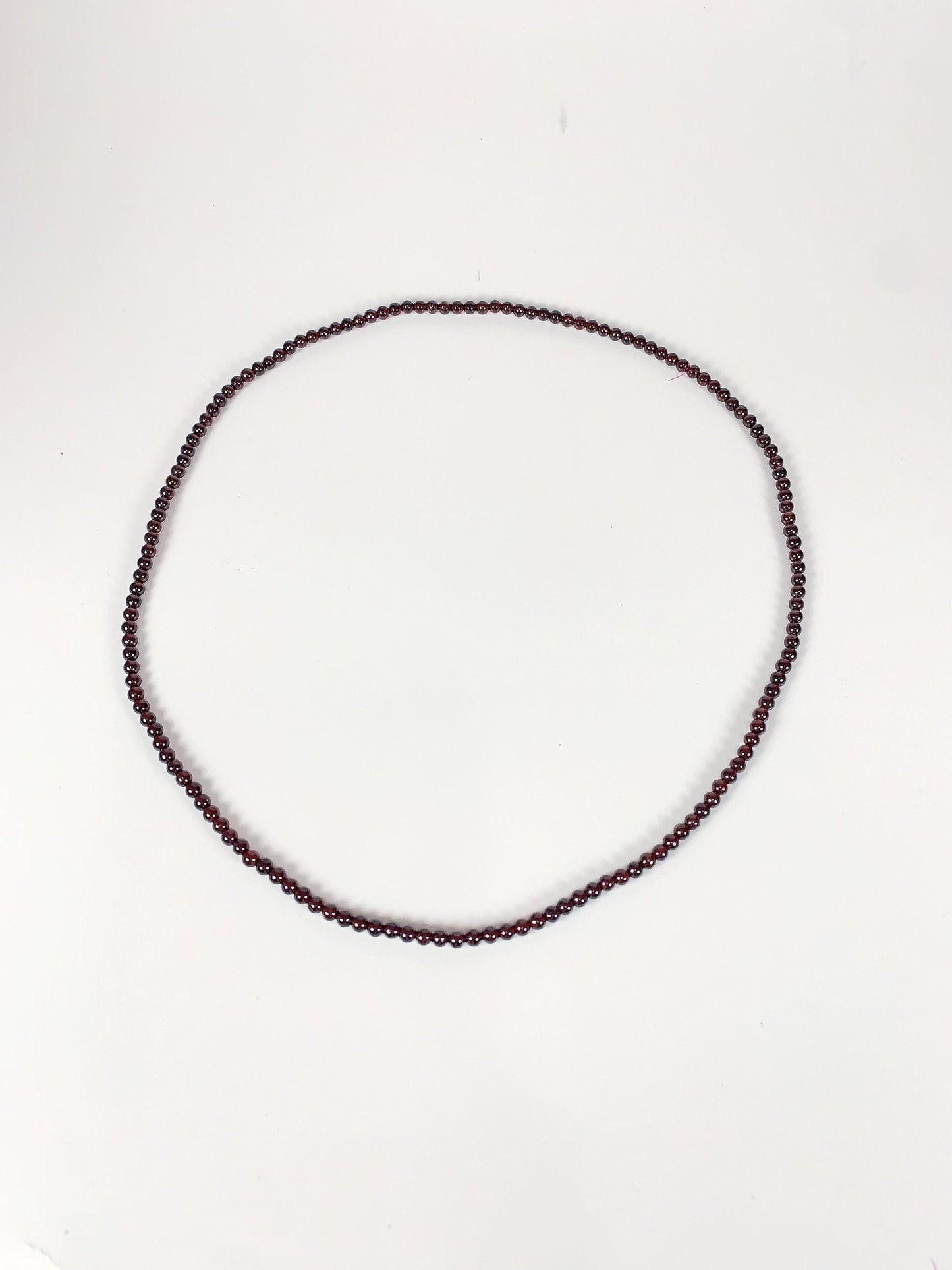 Grade AA Genuine Natural Red Garnet Smooth Round Beads  Stretch Necklace 4mm