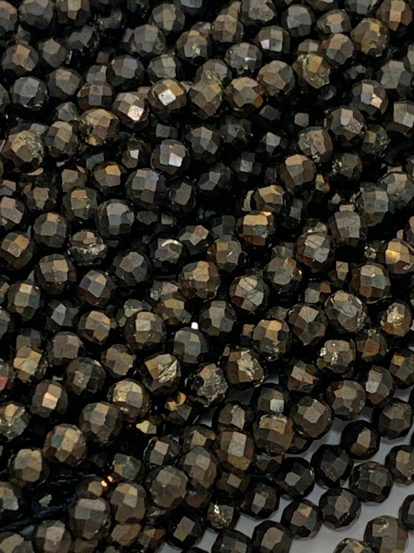 Black Gold Titanium Hematite  Faceted Round Beads 15.5" Strand 2mm 3mm 4mm