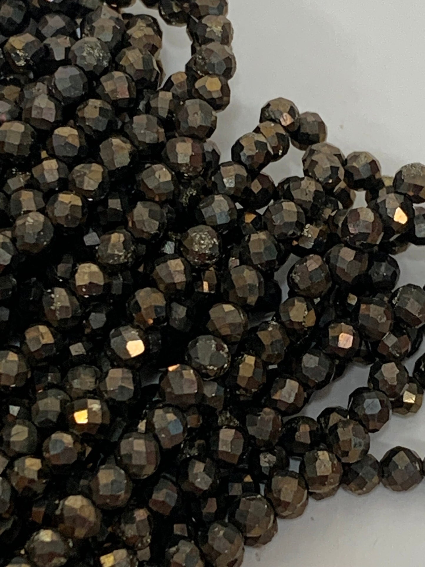 Black Gold Titanium Hematite  Faceted Round Beads 15.5" Strand 2mm 3mm 4mm