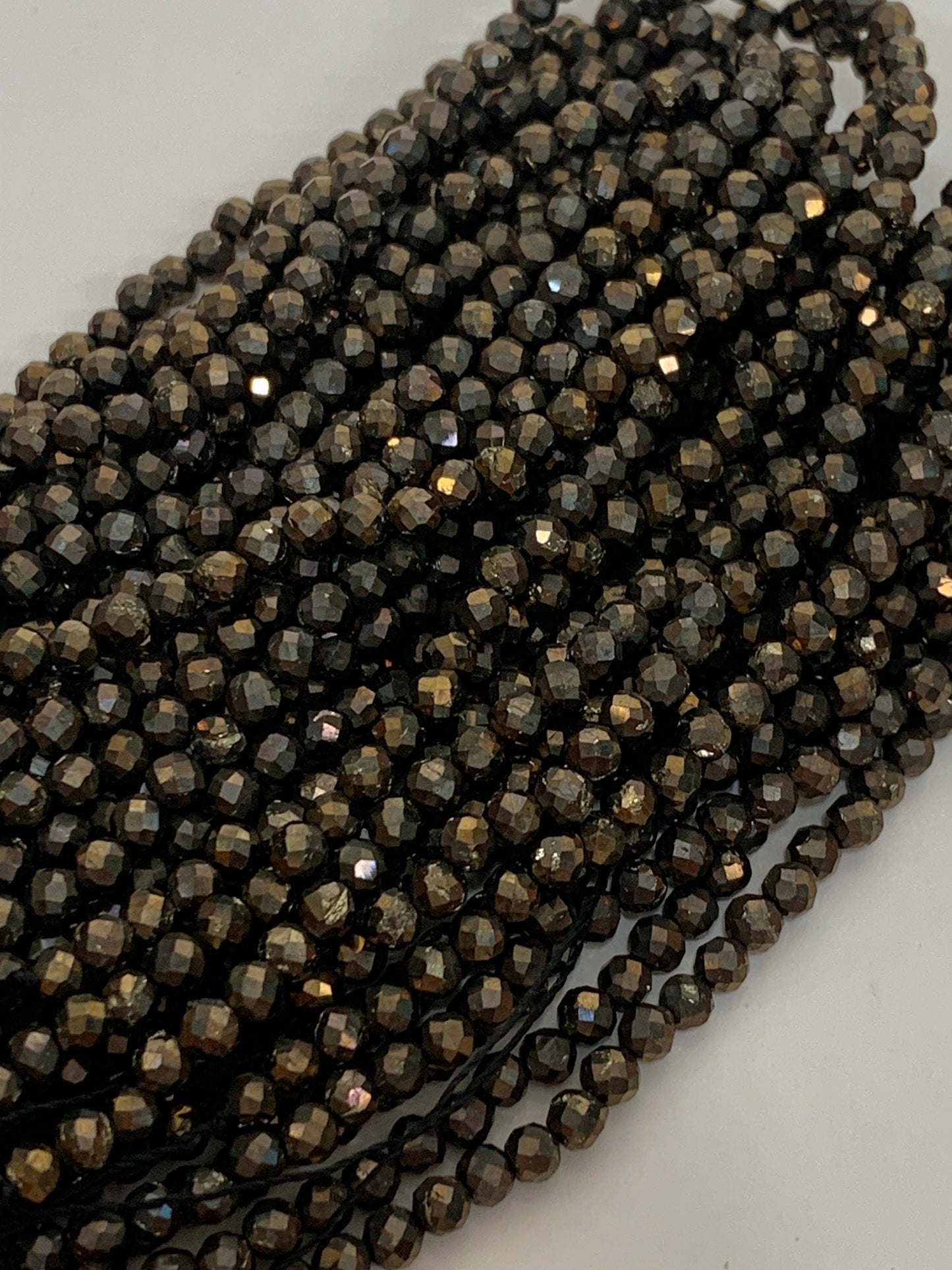 Black Gold Titanium Hematite  Faceted Round Beads 15.5" Strand 2mm 3mm 4mm