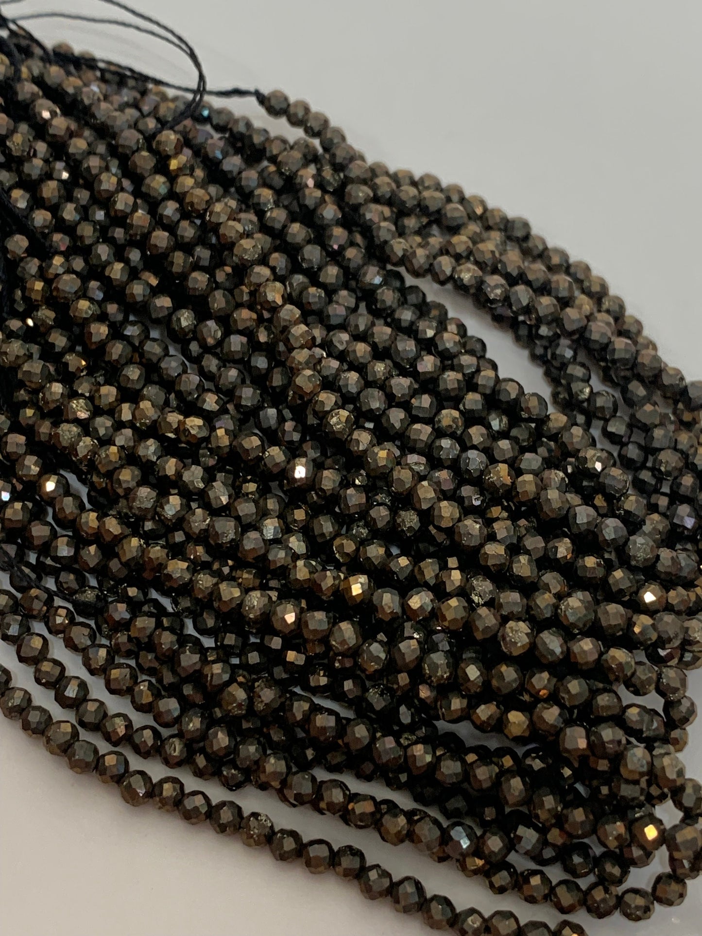 Black Gold Titanium Hematite  Faceted Round Beads 15.5" Strand 2mm 3mm 4mm
