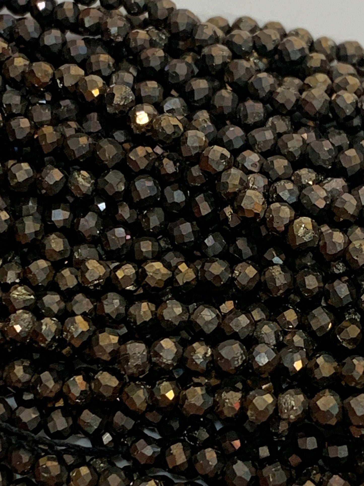 Black Gold Titanium Hematite  Faceted Round Beads 15.5" Strand 2mm 3mm 4mm