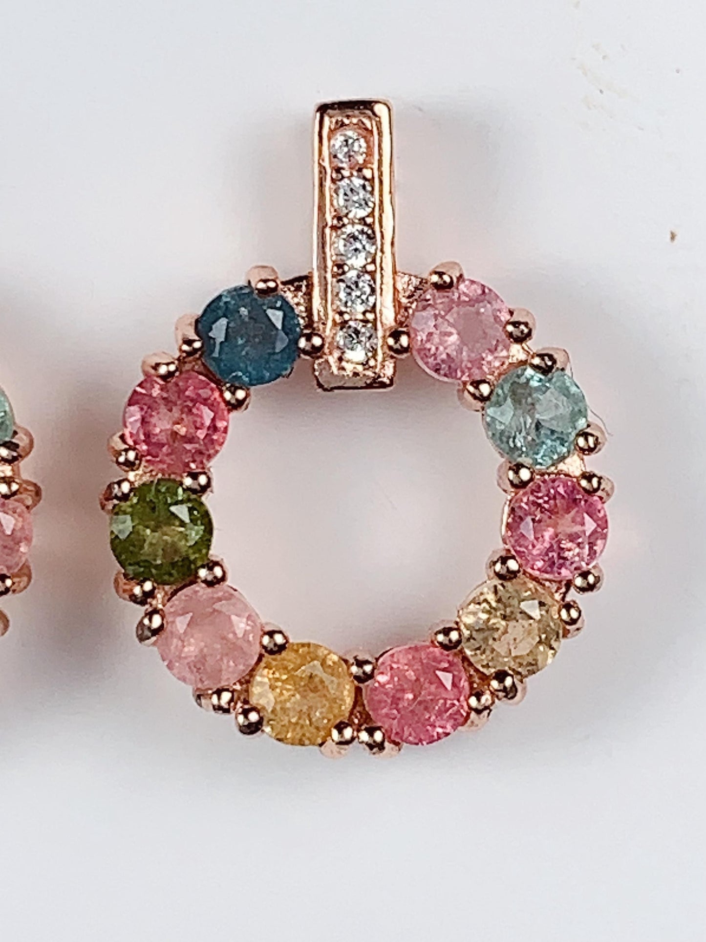 Rainbow Tourmaline Sterling Silver Earrings: 18k Gold Plated