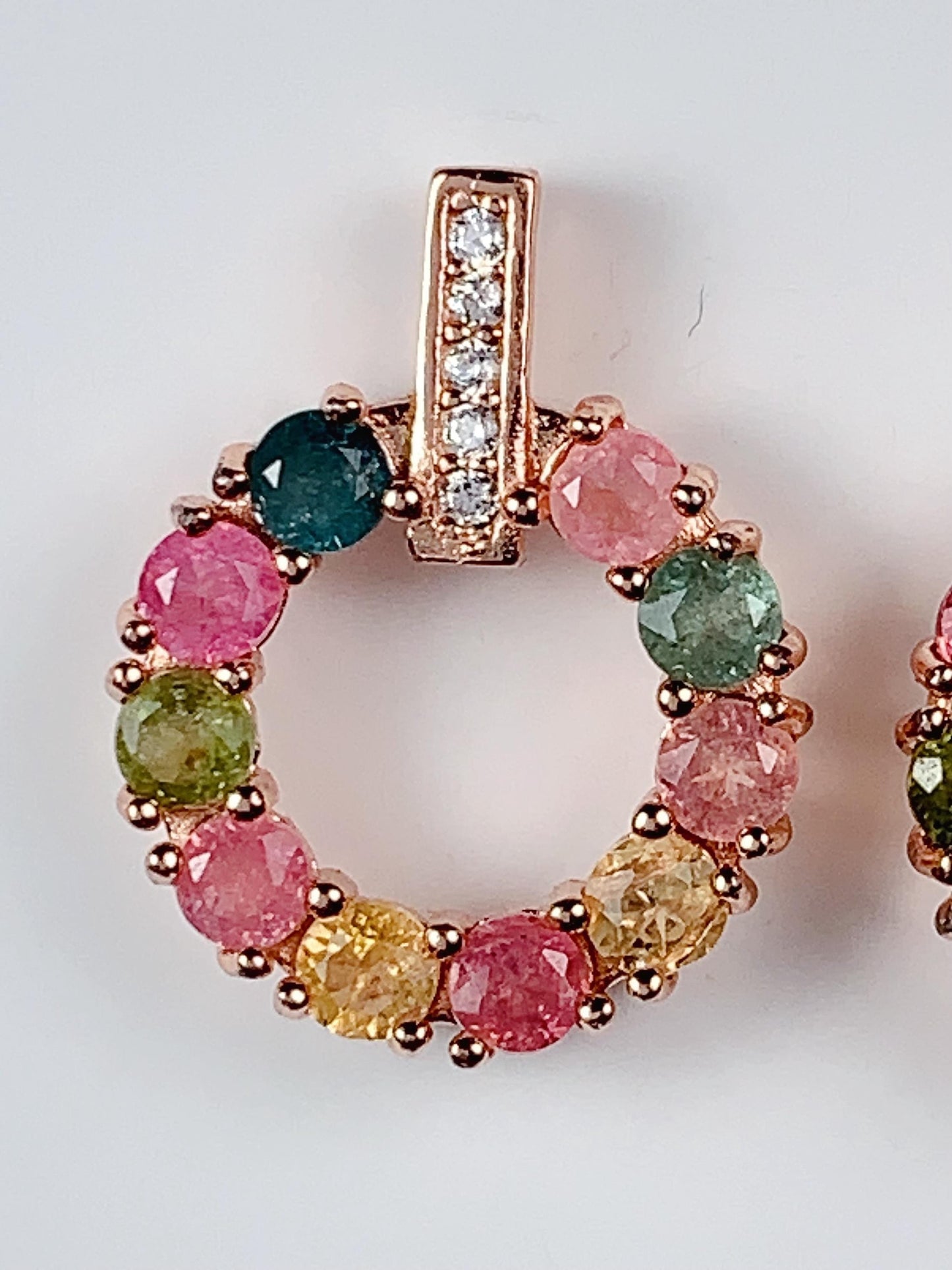 Rainbow Tourmaline Sterling Silver Earrings: 18k Gold Plated