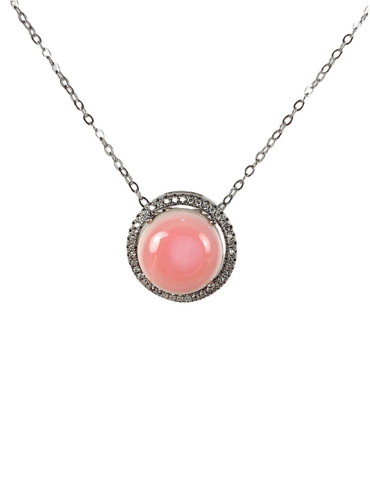 12mm Genuine Natural Queen Conch round Cut 18K Gold Plated S 925 Sterling Silver Necklace Pendant