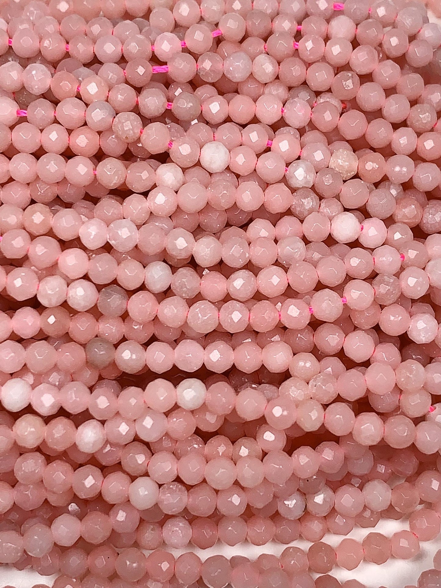 Good color Genuine Natural Pink Opal Faceted Round Beads 15.5" Strand 2mm 3mm 4mm