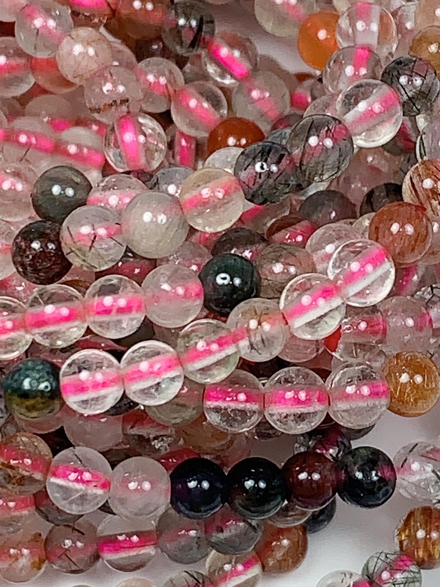 Rainbow Rutilated Quartz Beads: AAA Grade, 3mm Round, 15.5" Strand
