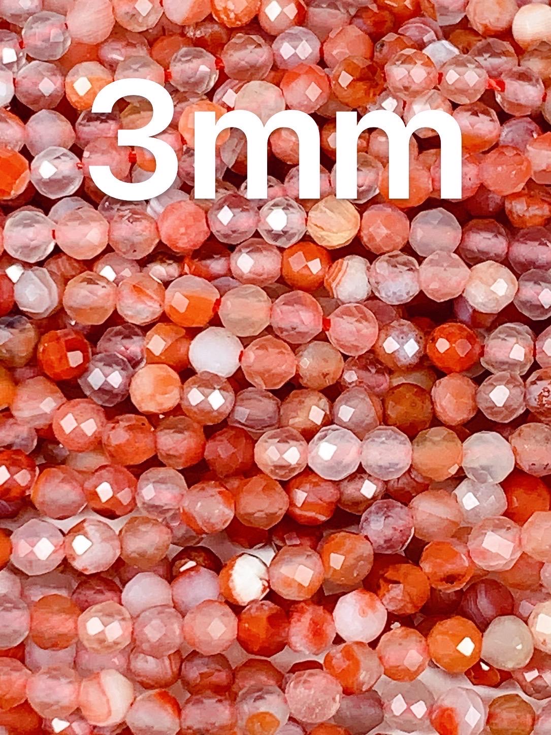 AAA Red Stripe Agate Faceted Round Beads: Natural Gemstone Strand