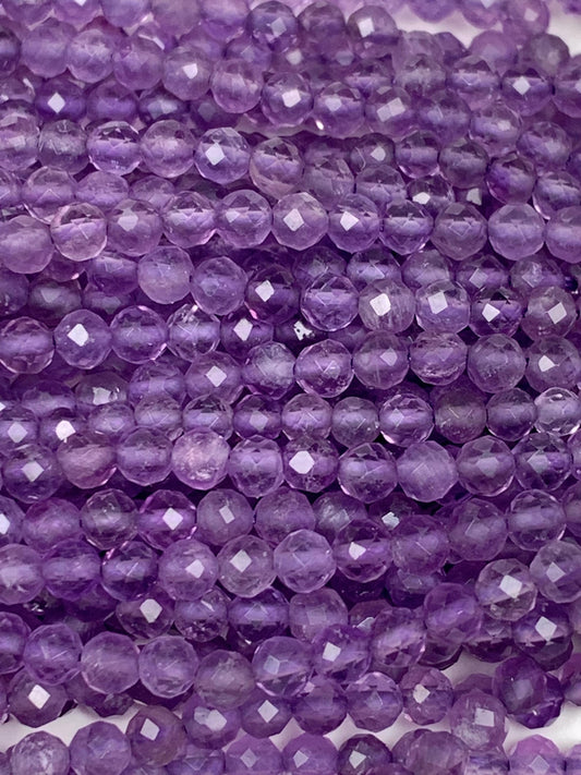 AAA Faceted Amethyst Beads: Natural Medium Purple Gemstone Strand