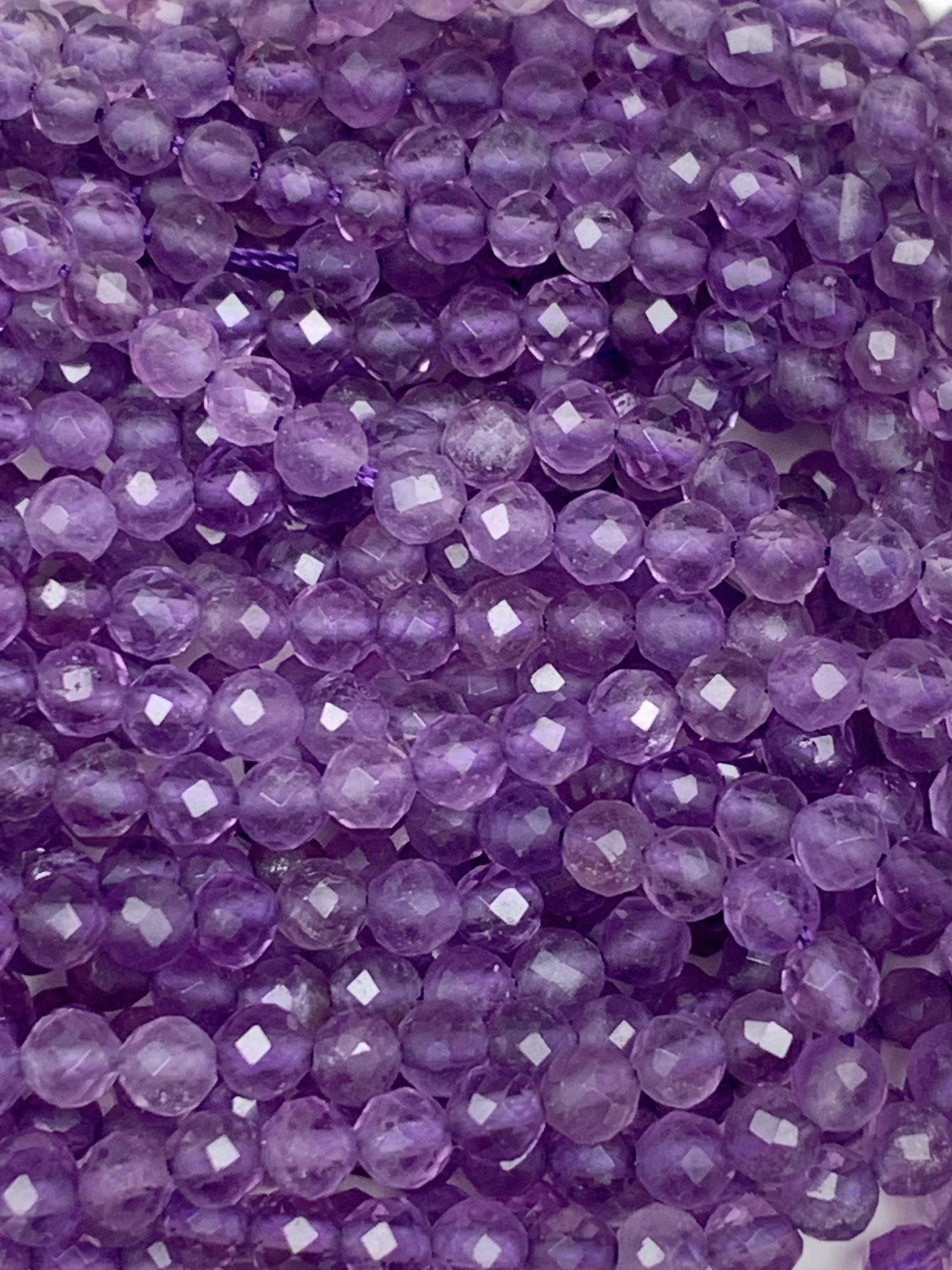 AAA Faceted Amethyst Beads: Natural Medium Purple Gemstone Strand
