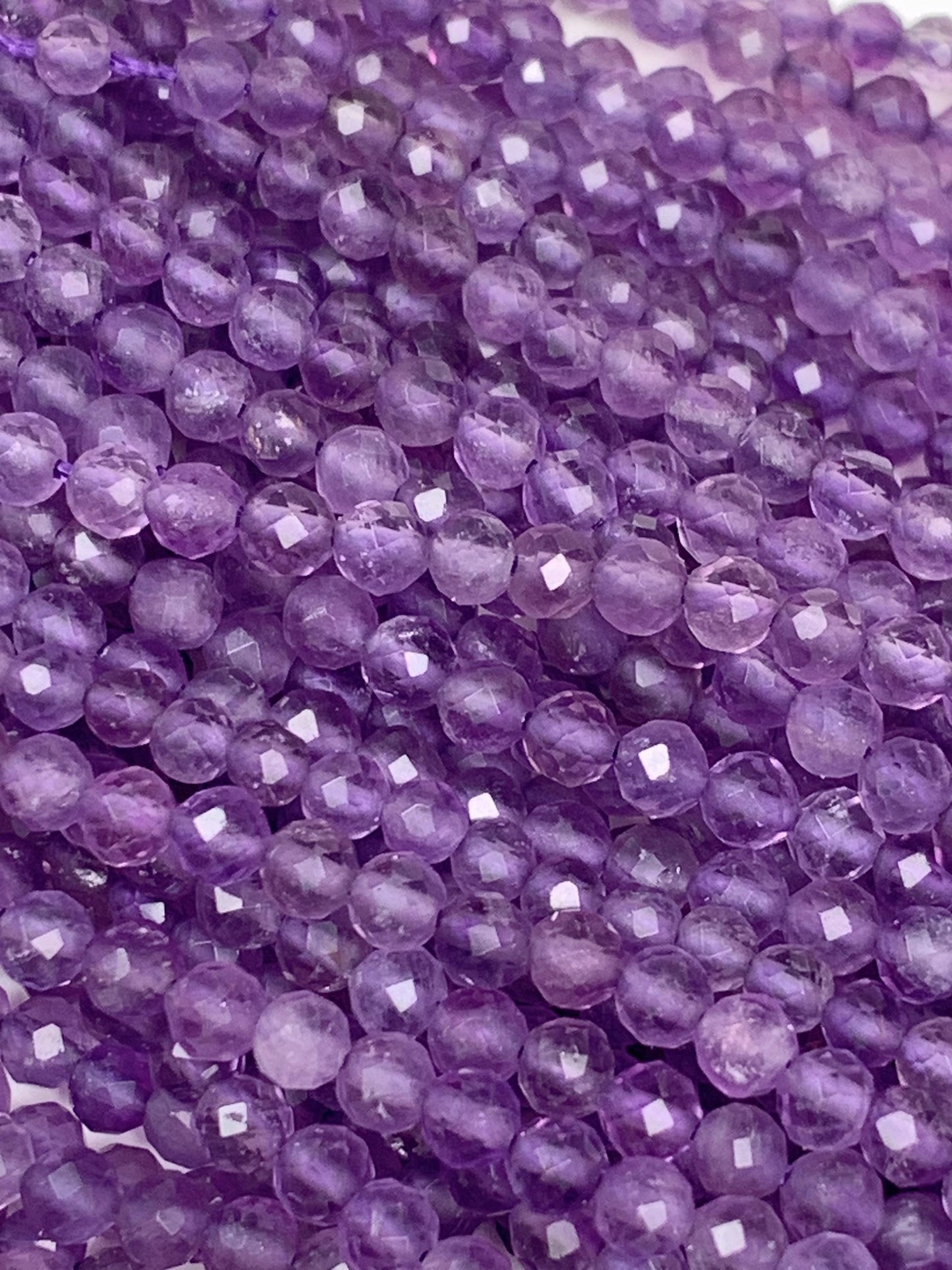 AAA Faceted Amethyst Beads: Natural Medium Purple Gemstone Strand