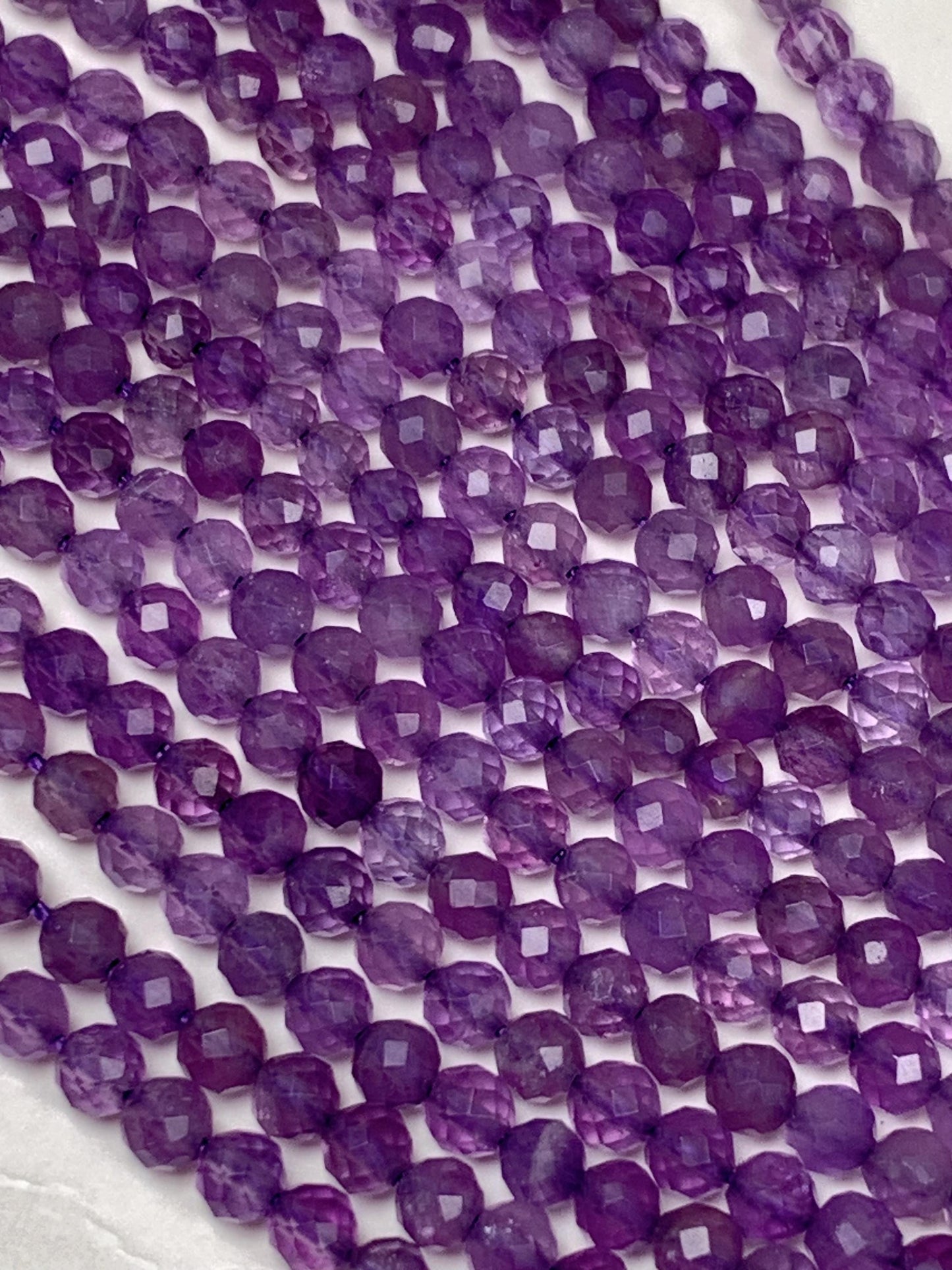 AAA Faceted Amethyst Beads: Natural Medium Purple Gemstone Strand
