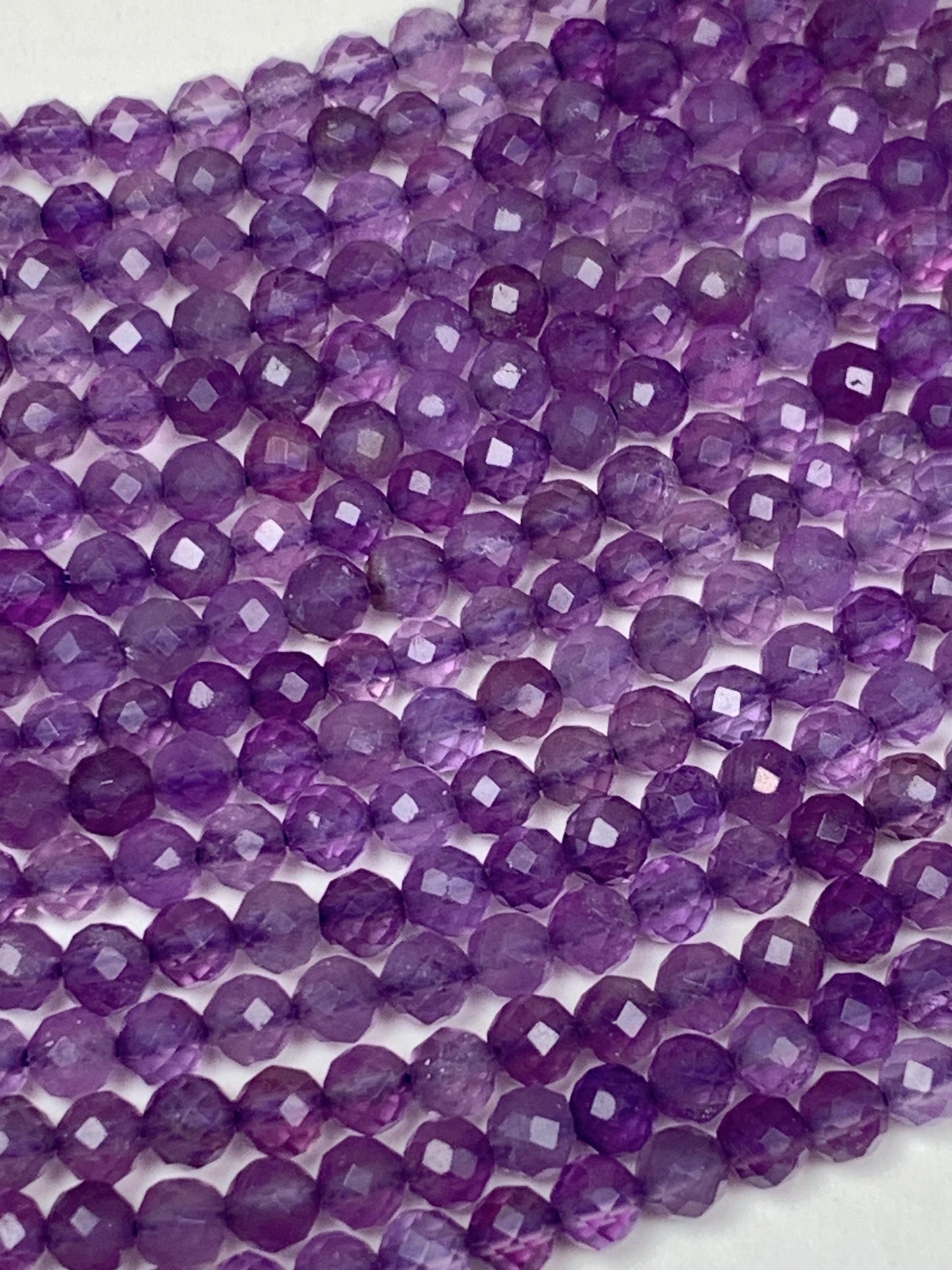 AAA Faceted Amethyst Beads: Natural Medium Purple Gemstone Strand