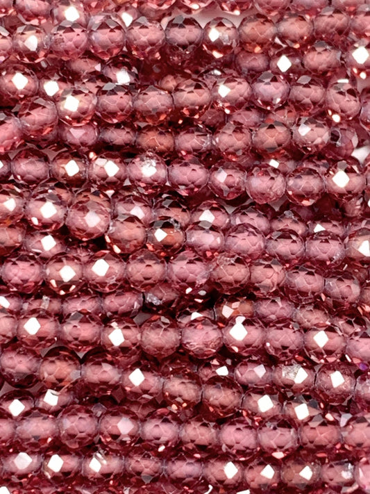 Grade AAA+ Genuine Natural Cherry Wine Red Garnet Faceted Round Beads 15.5" Strand 3mm