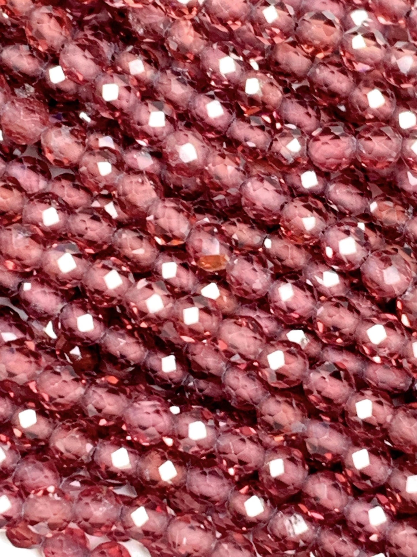 Grade AAA+ Genuine Natural Cherry Wine Red Garnet Faceted Round Beads 15.5" Strand 3mm