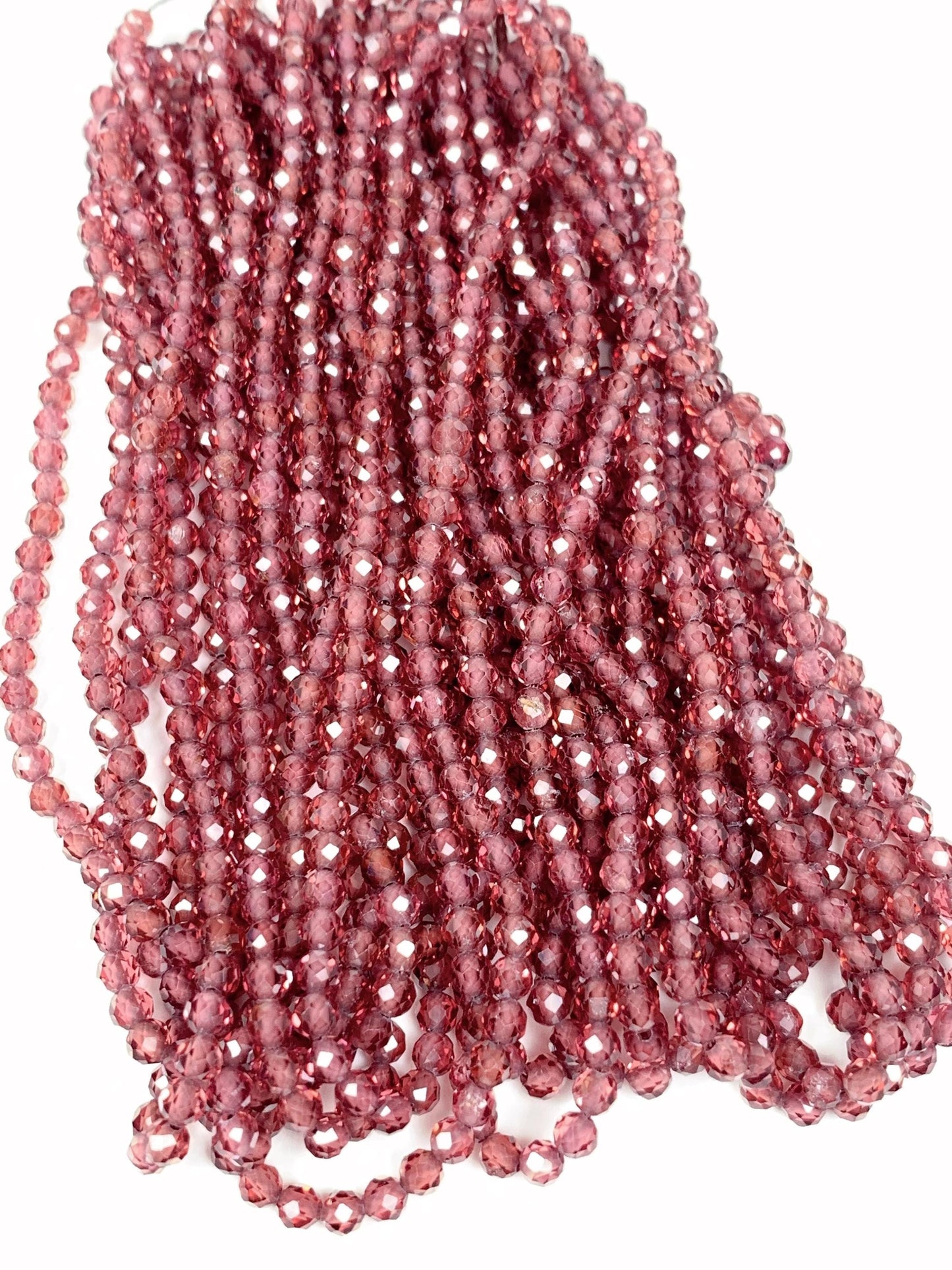 Grade AAA+ Genuine Natural Cherry Wine Red Garnet Faceted Round Beads 15.5" Strand 3mm