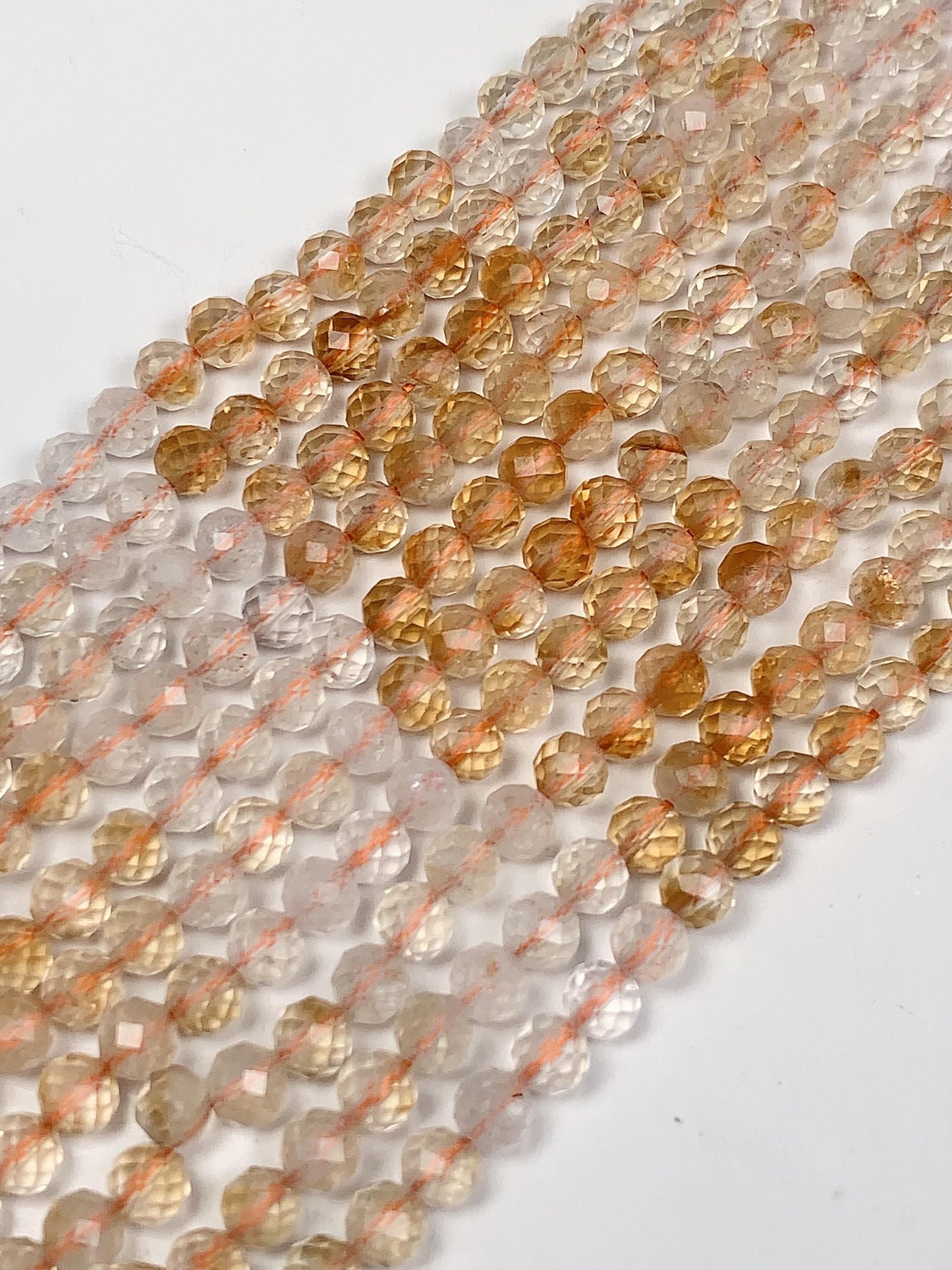 Grade AAA Genuine Natural Shades Gradient Yellow Citrine Faceted Round Beads 15.5" Strand  4mm