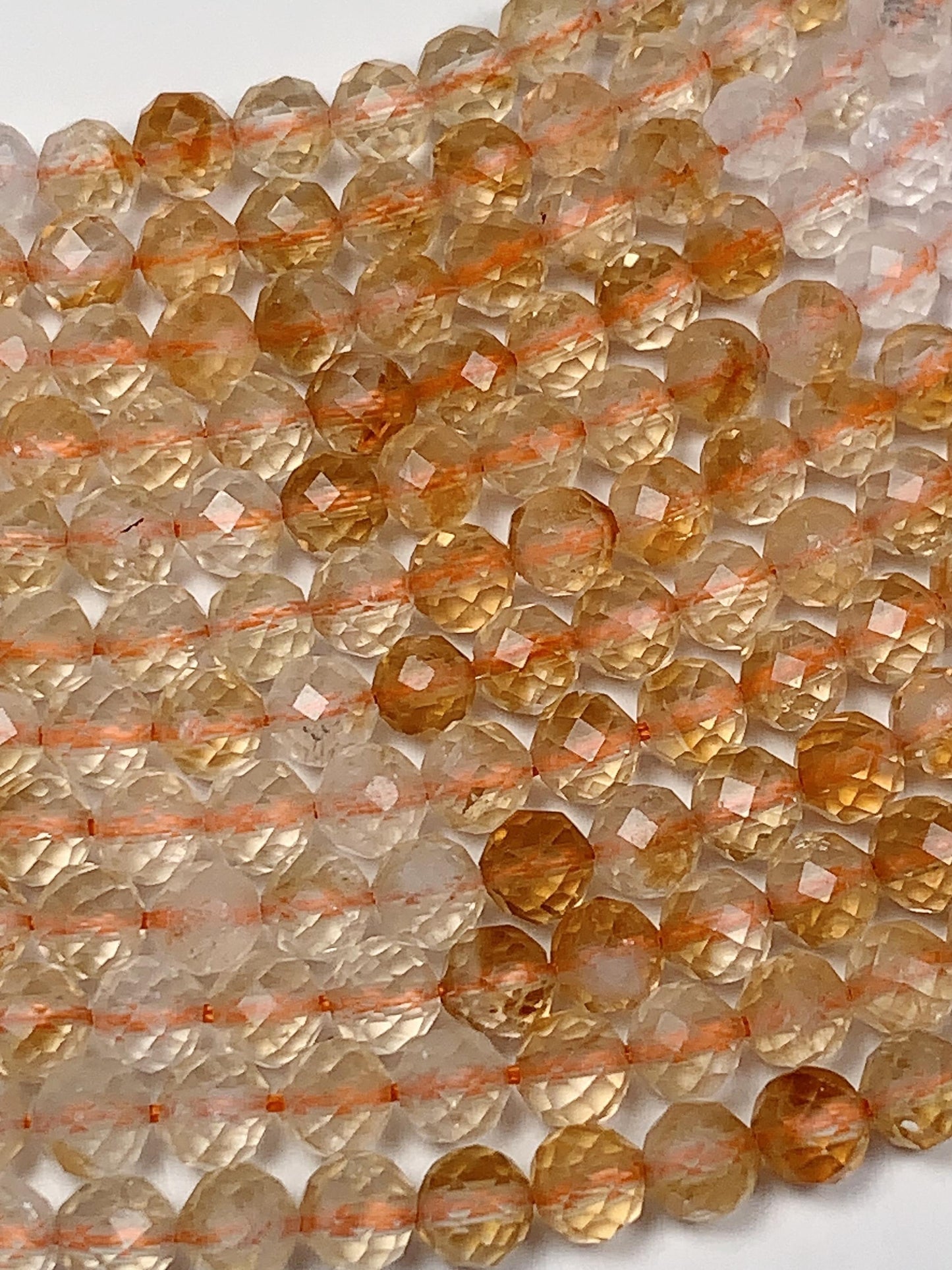 Grade AAA Genuine Natural Shades Gradient Yellow Citrine Faceted Round Beads 15.5" Strand  4mm