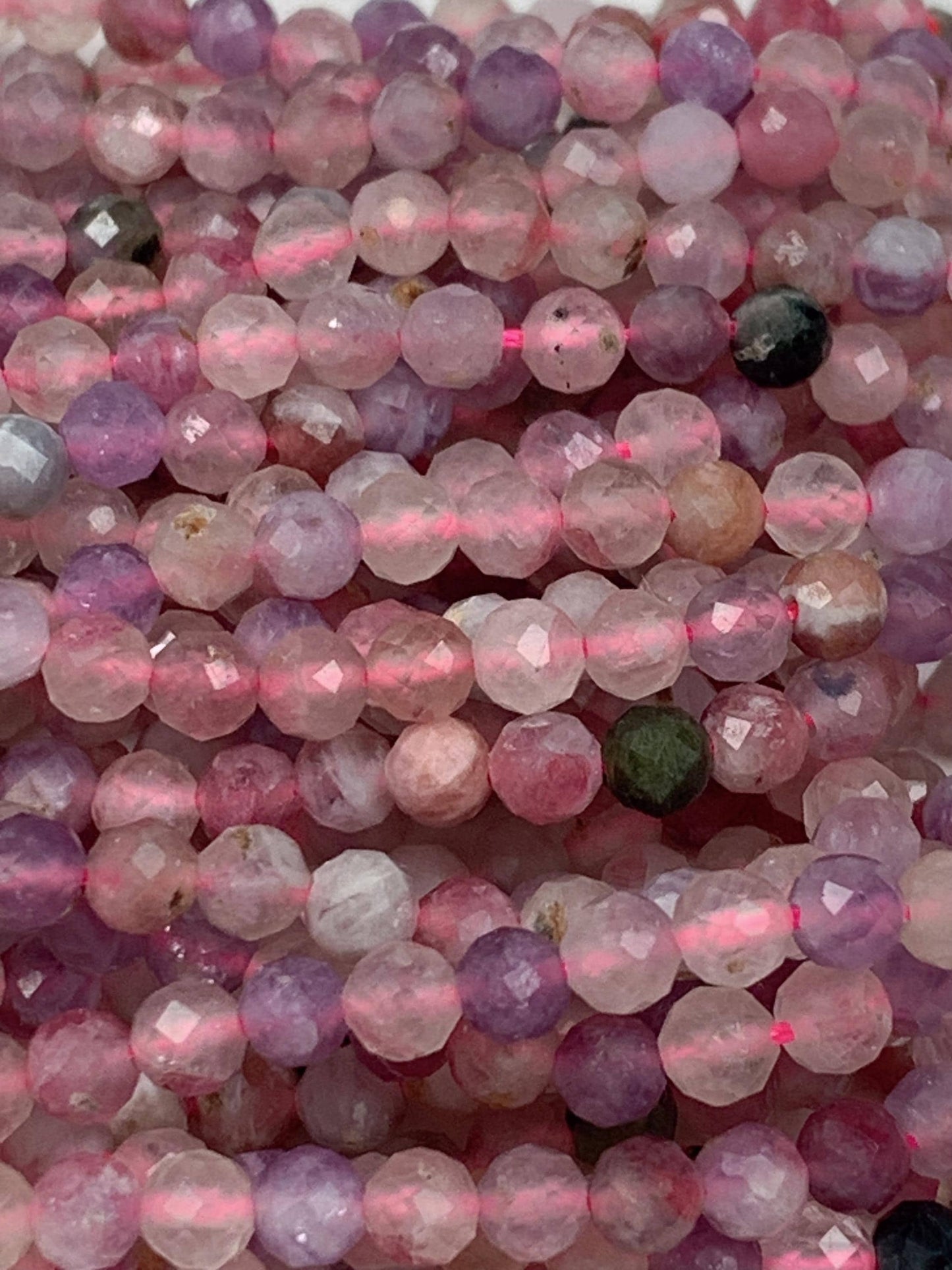 Genuine Natural purple Rainbow Tourmaline Faceted Round Beads 15.5" Strand 4mm PA20251037