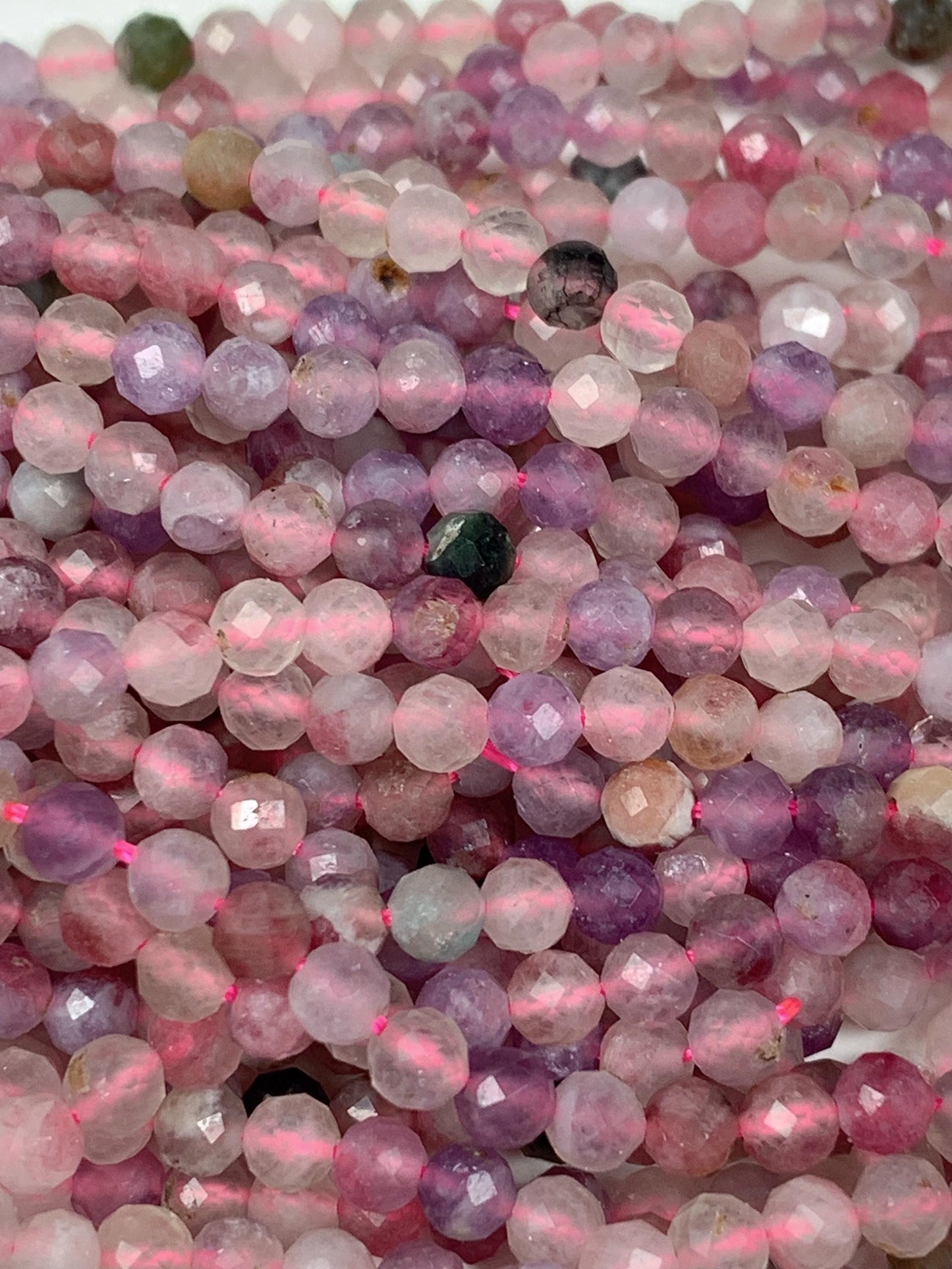 Genuine Natural purple Rainbow Tourmaline Faceted Round Beads 15.5" Strand 4mm PA20251037