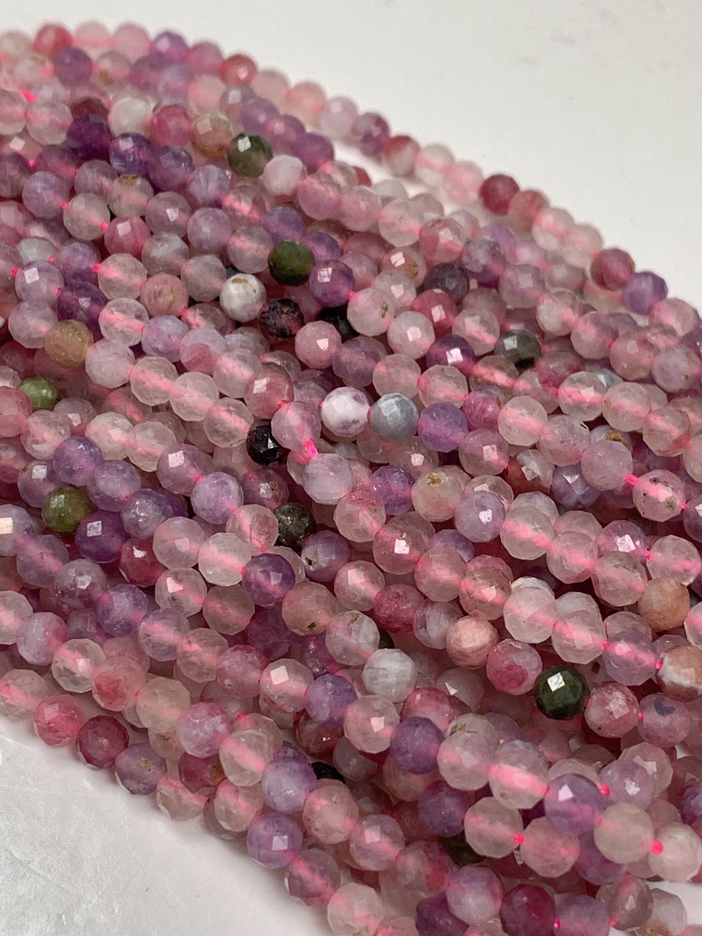 Genuine Natural purple Rainbow Tourmaline Faceted Round Beads 15.5" Strand 4mm PA20251037