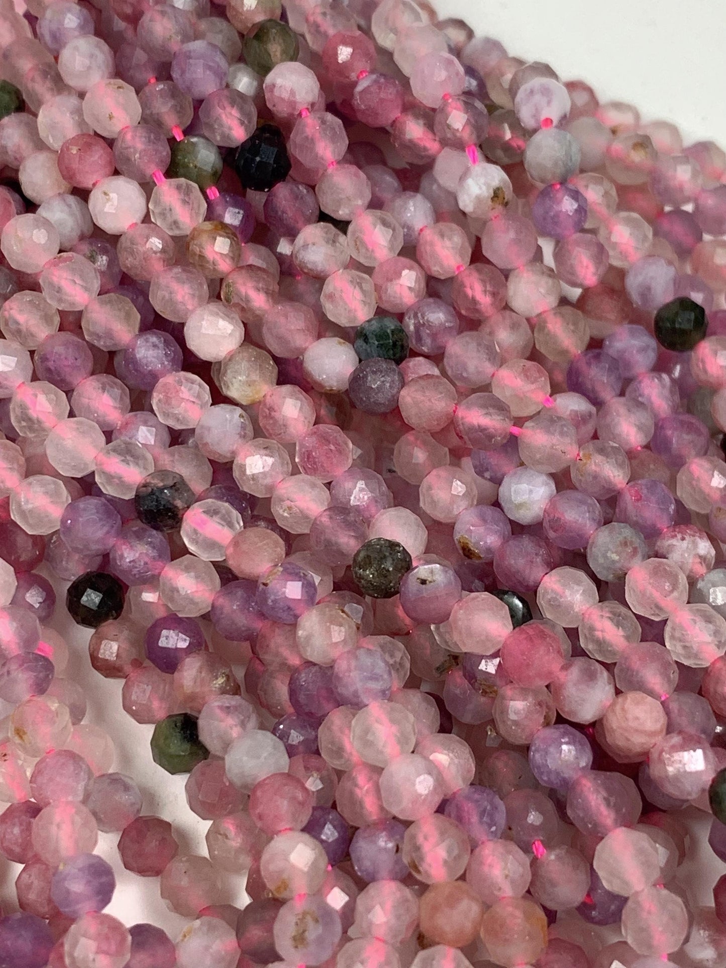 Genuine Natural purple Rainbow Tourmaline Faceted Round Beads 15.5" Strand 4mm PA20251037