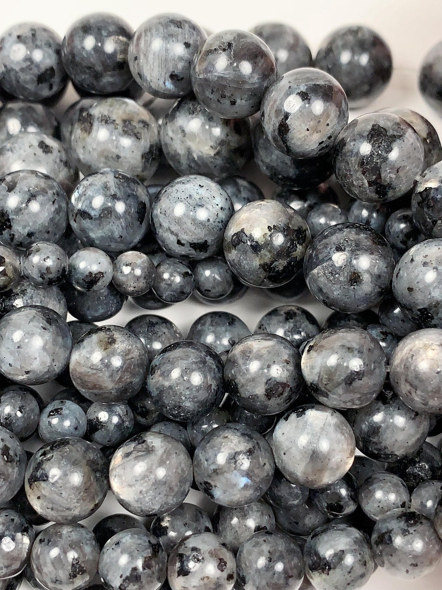 AAA Black Labradorite Moonstone Beads: Natural Gray Larvikite, 15.5" Strand