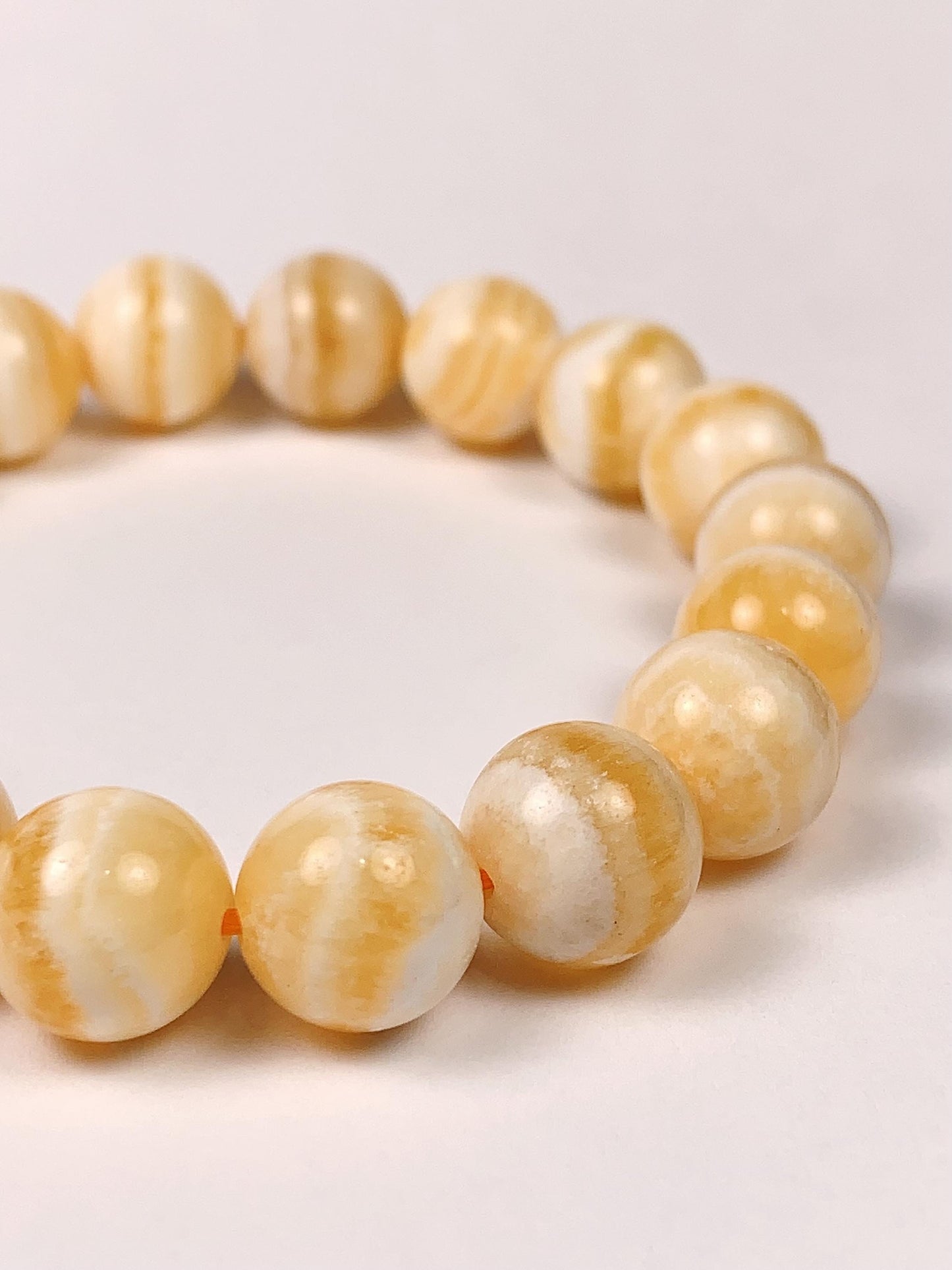 AAA Honey Calcite Crystal Bracelet: Banded Yellow Gemstone, 6mm-8mm