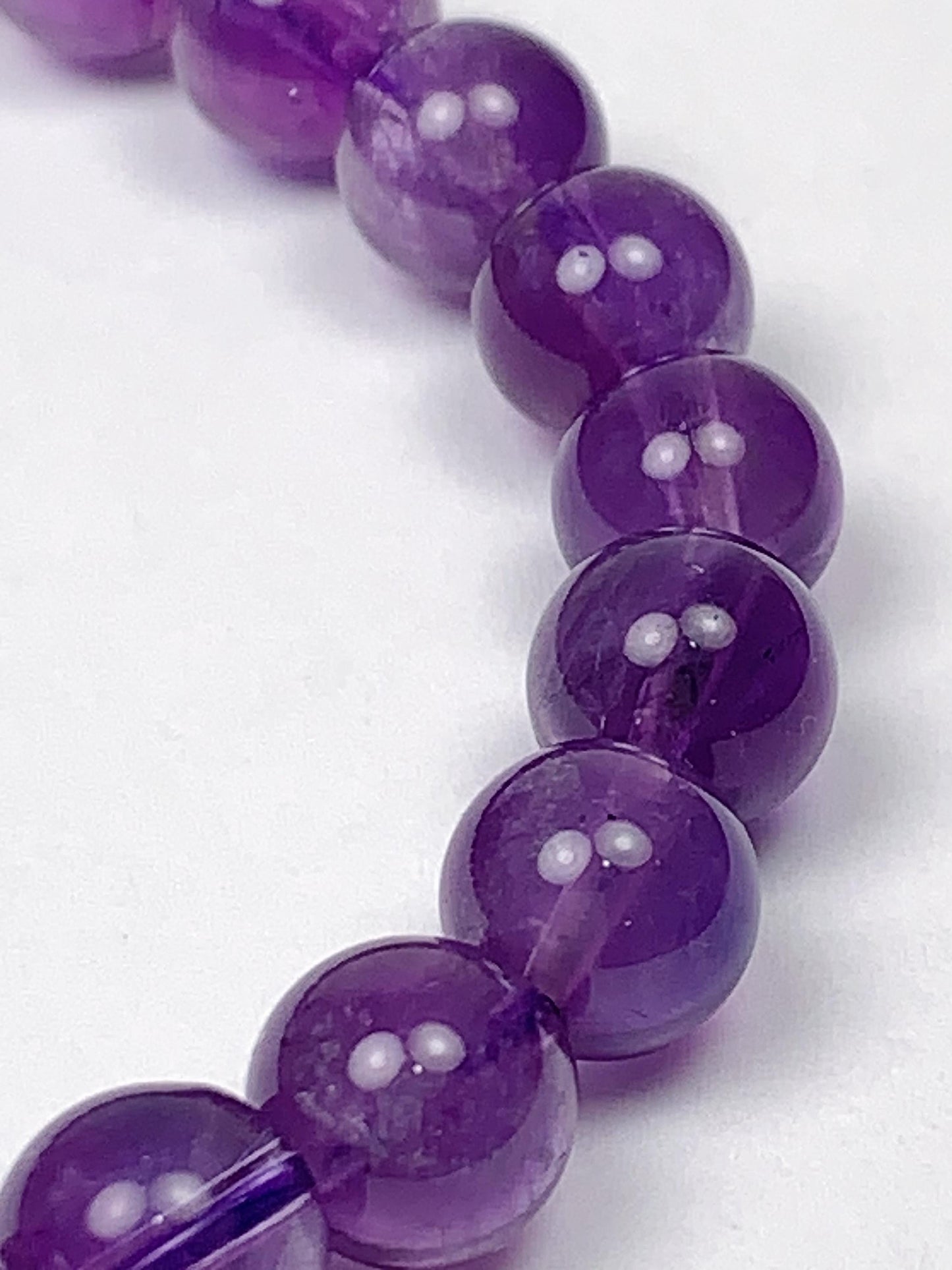 Genuine Natural Light Purple Amethyst Smooth Round Stretch Bracelet 8mm