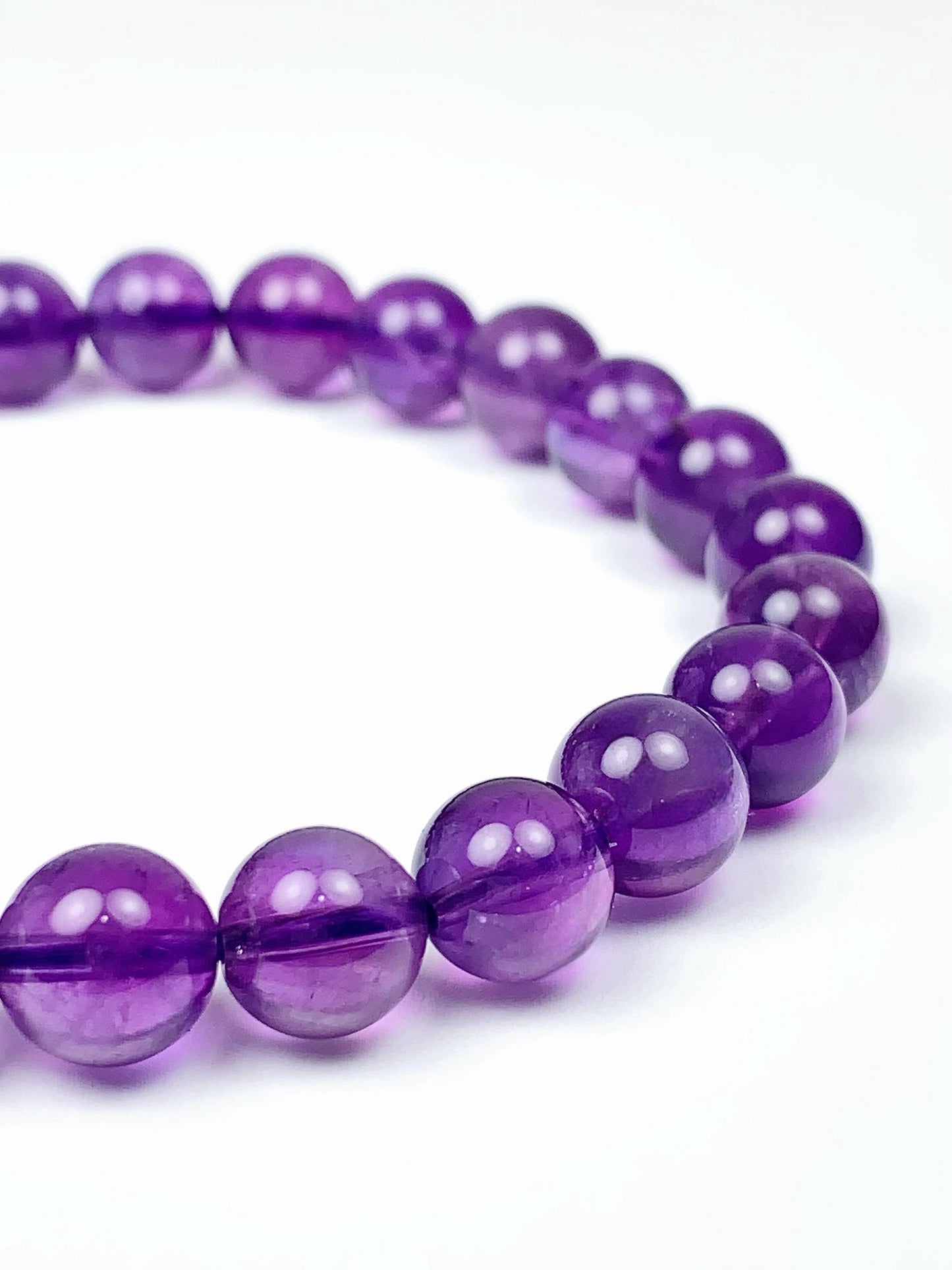 Genuine Natural Light Purple Amethyst Smooth Round Stretch Bracelet 8mm