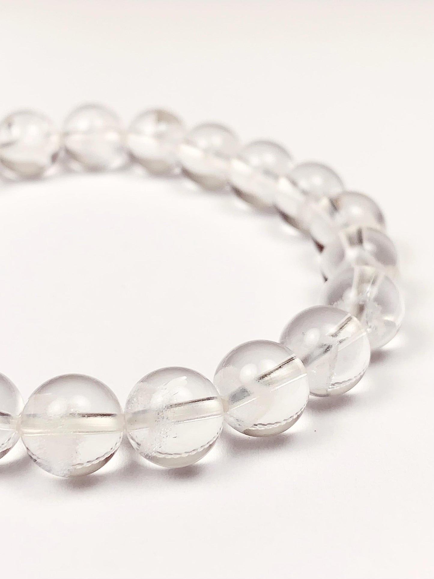 Natural White Phantom Quartz Bracelet: Grade AAA Gemstone, 6mm-8mm