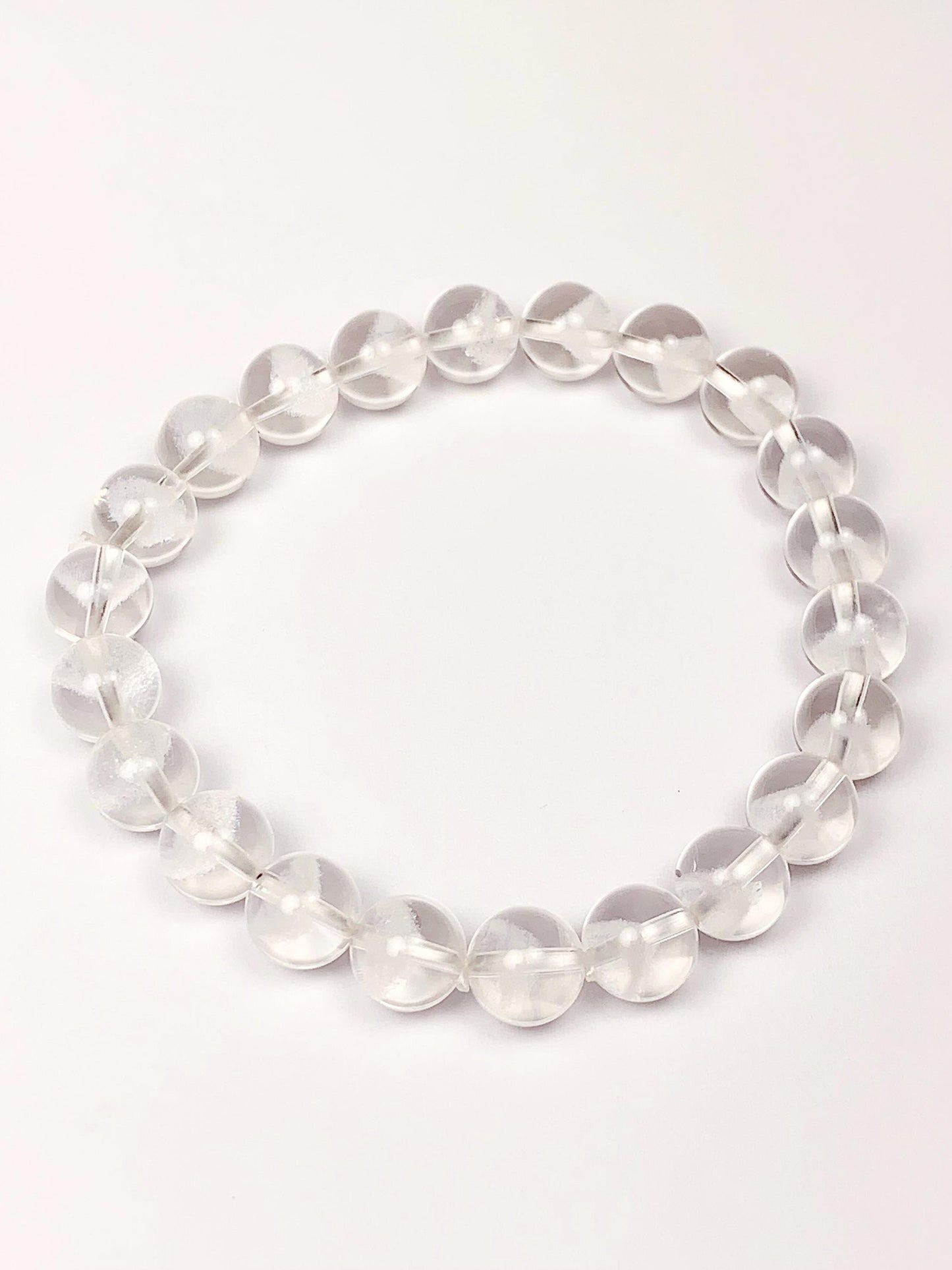 Natural White Phantom Quartz Bracelet: Grade AAA Gemstone, 6mm-8mm
