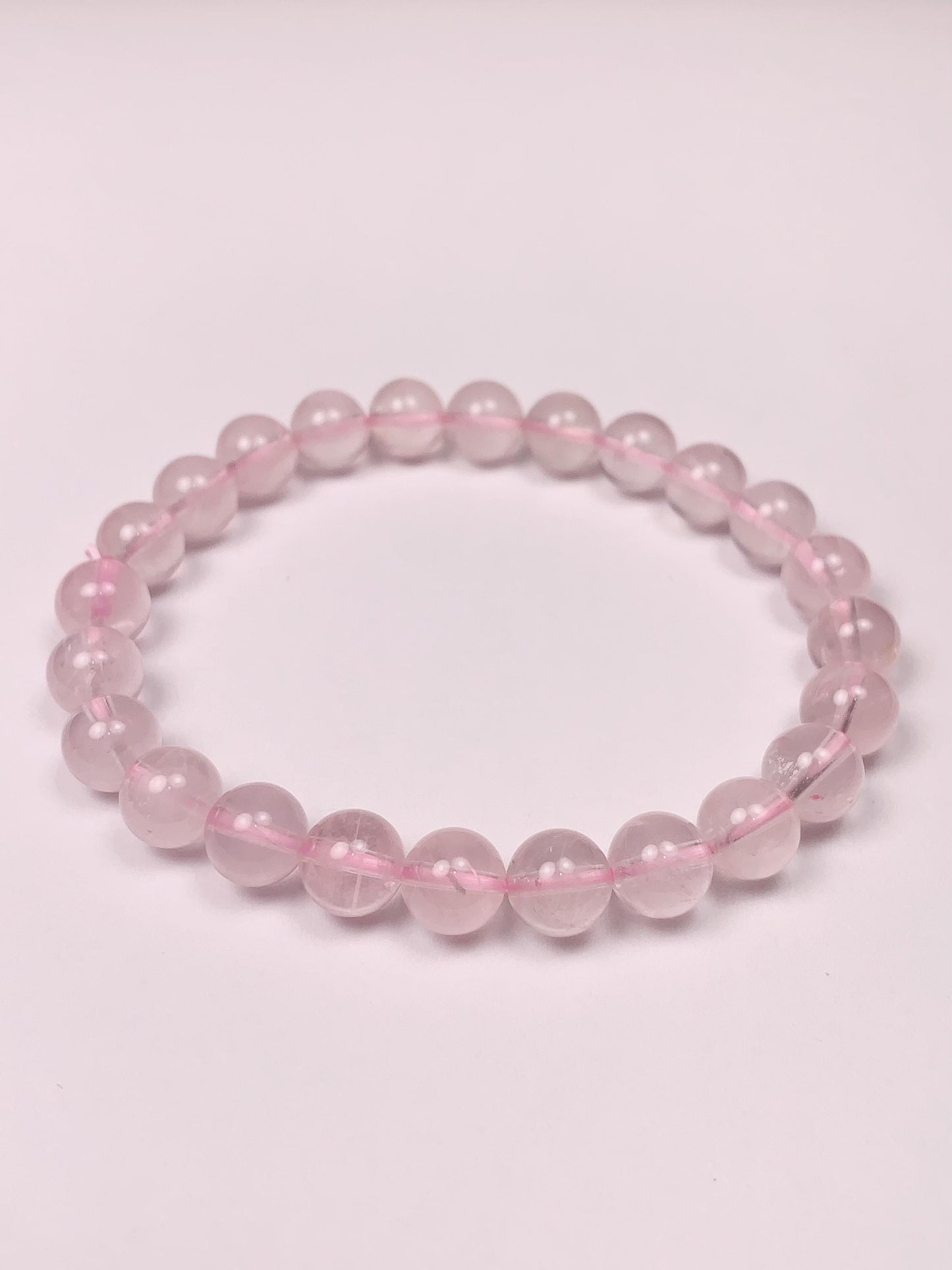 AAA Natural Transparent Light Pink Rose Quartz Bracelet: Smooth Round Gemstone Beads