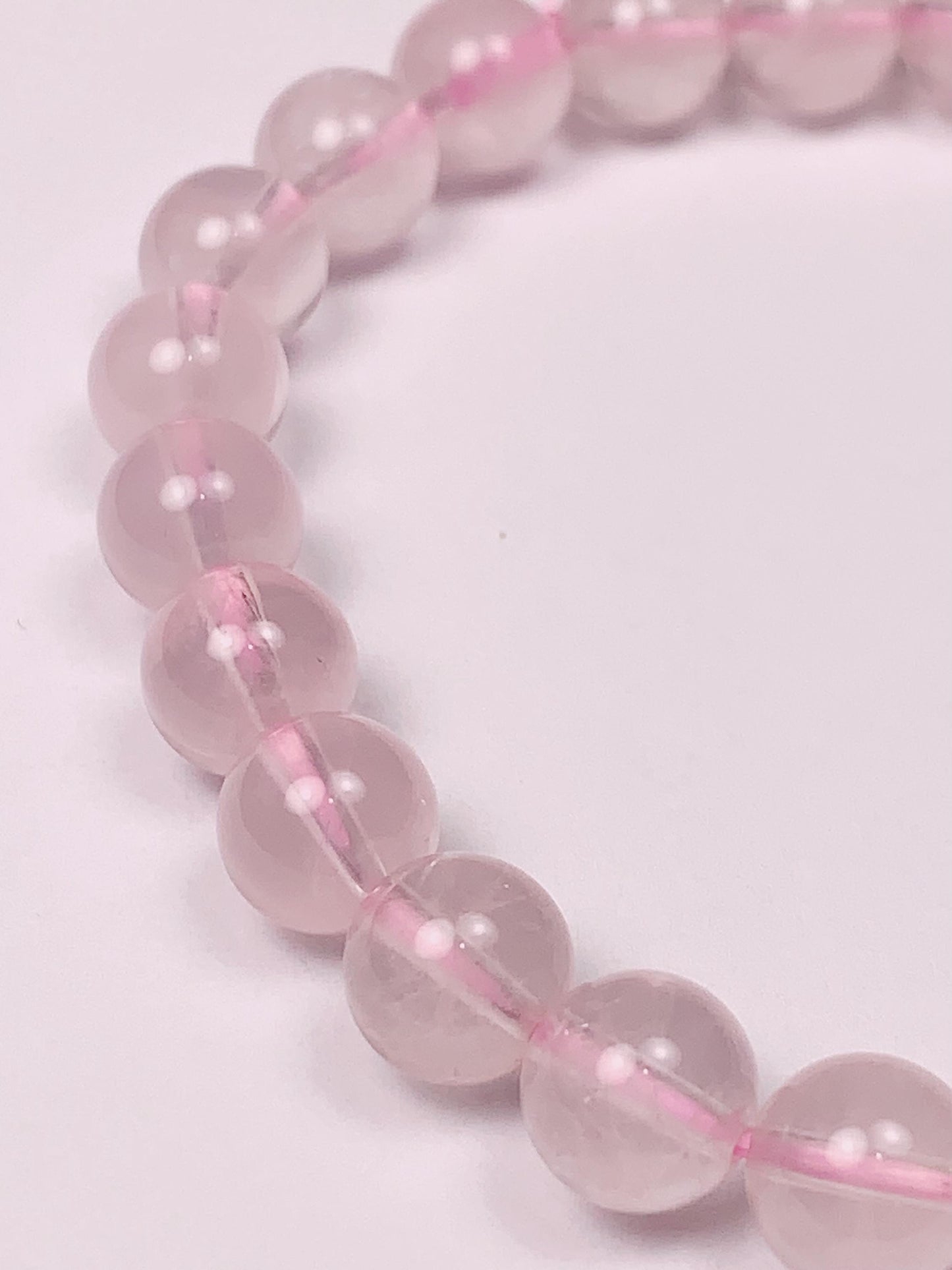 AAA Natural Transparent Light Pink Rose Quartz Bracelet: Smooth Round Gemstone Beads