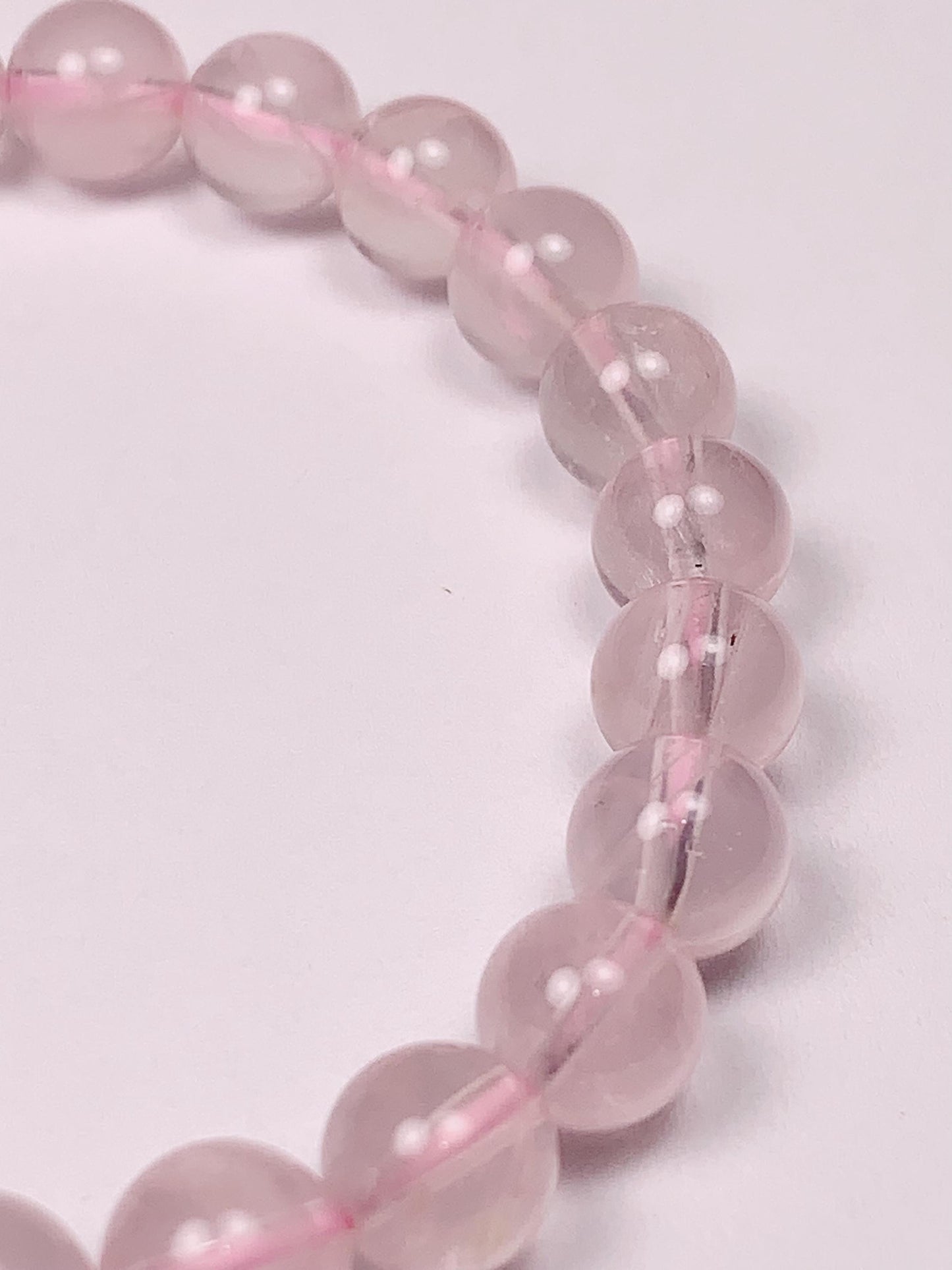 AAA Natural Transparent Light Pink Rose Quartz Bracelet: Smooth Round Gemstone Beads