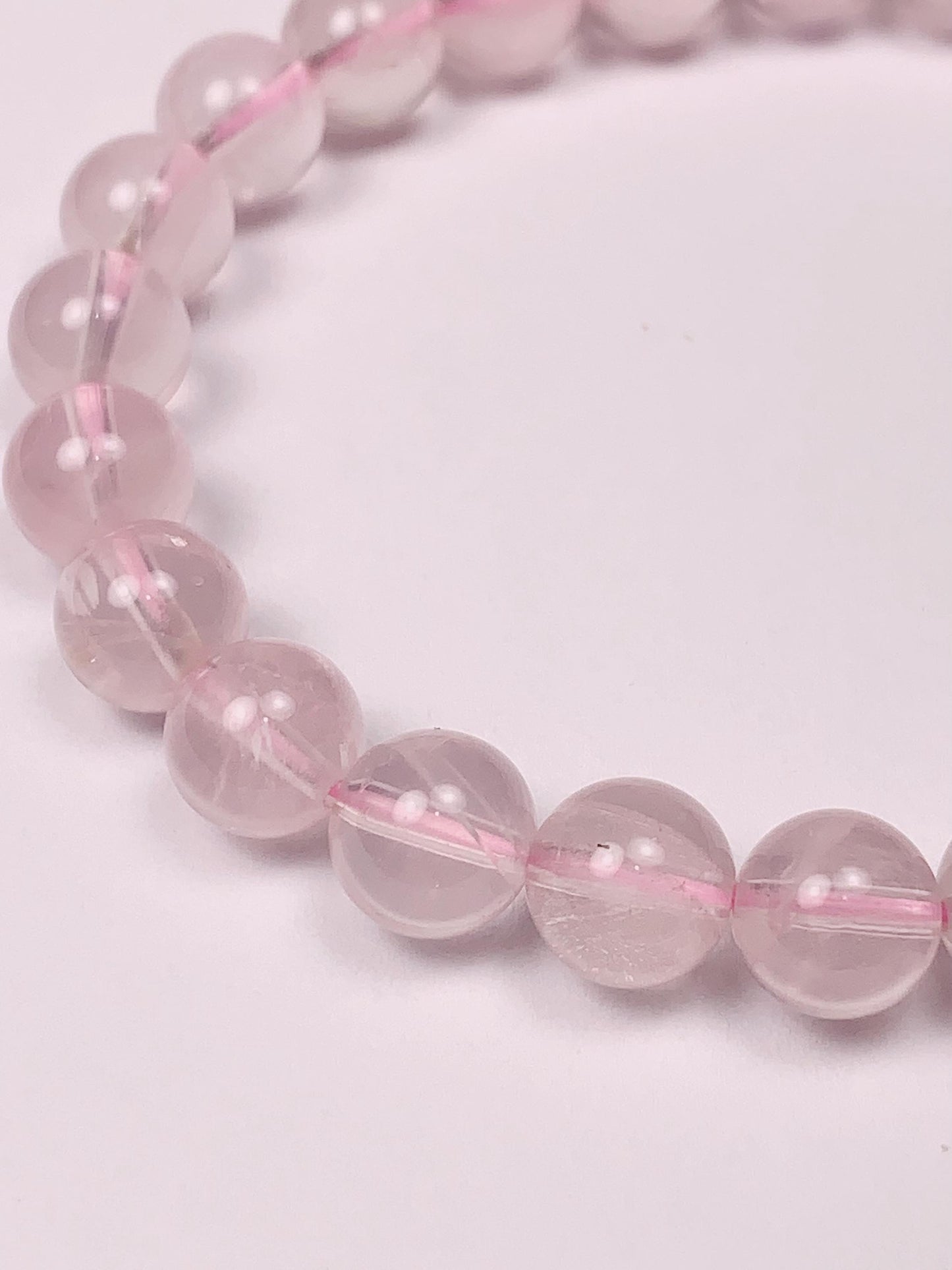 AAA Natural Transparent Light Pink Rose Quartz Bracelet: Smooth Round Gemstone Beads
