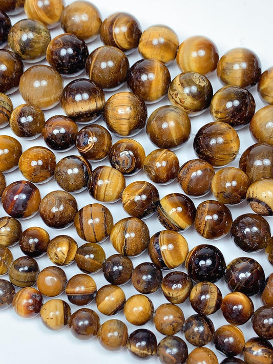 Natural Golden Yellow Tiger's Eye Beads: 6mm 8mm 10mm, 15" Strand