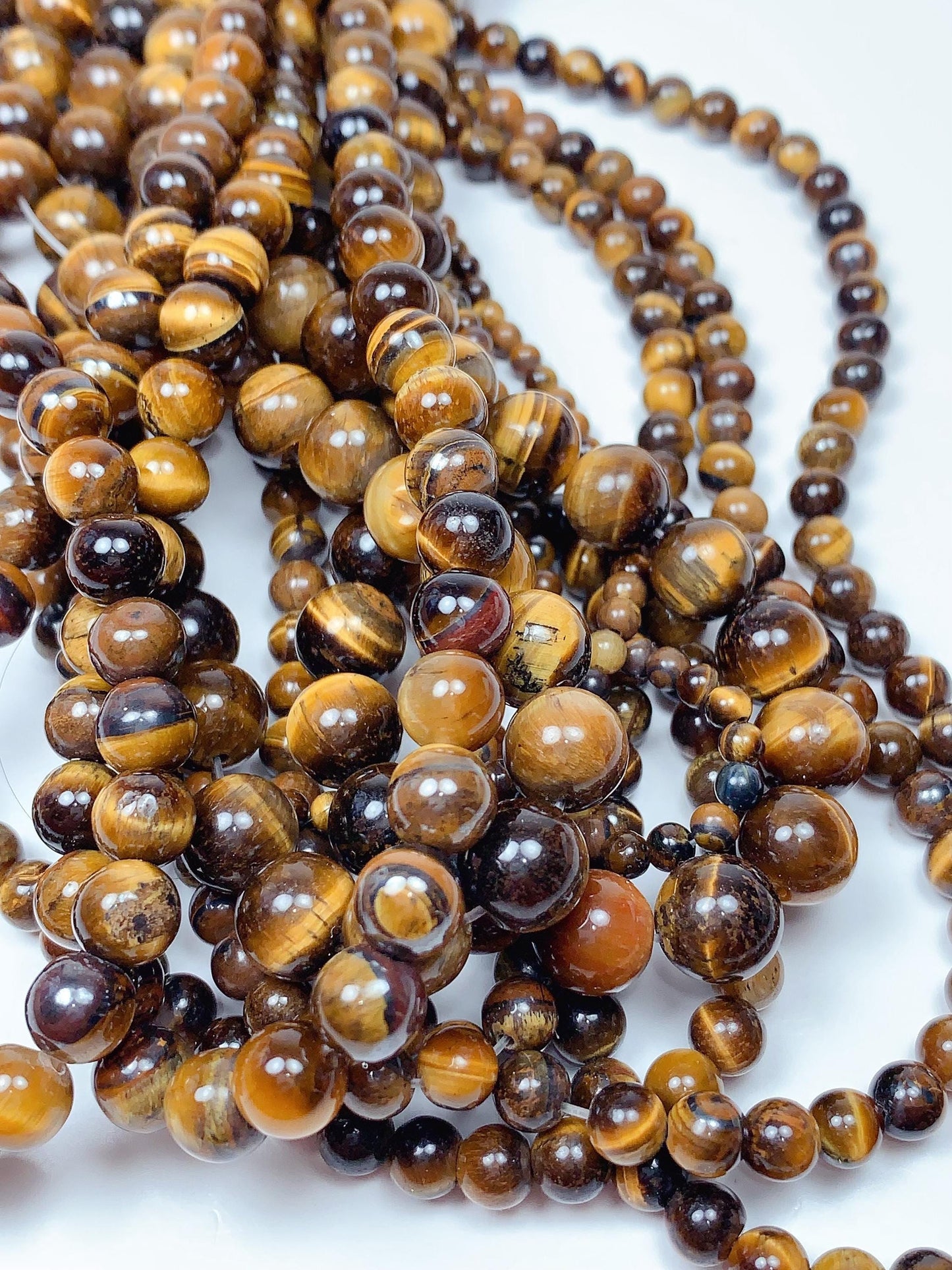 Natural Golden Yellow Tiger's Eye Beads: 6mm 8mm 10mm, 15" Strand