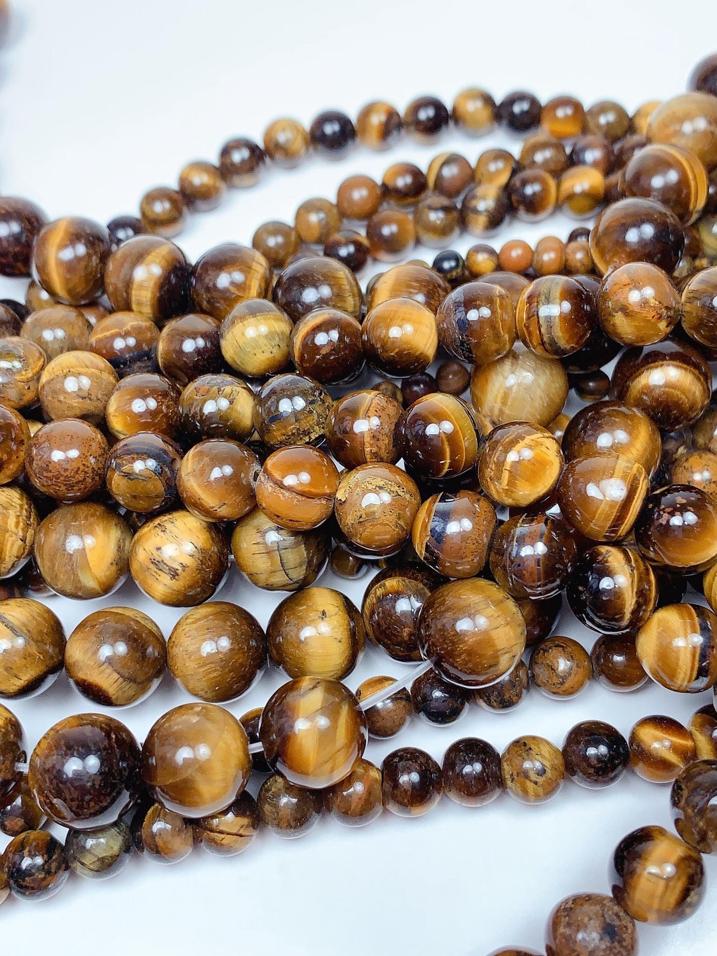 Natural Golden Yellow Tiger's Eye Beads: 6mm 8mm 10mm, 15" Strand