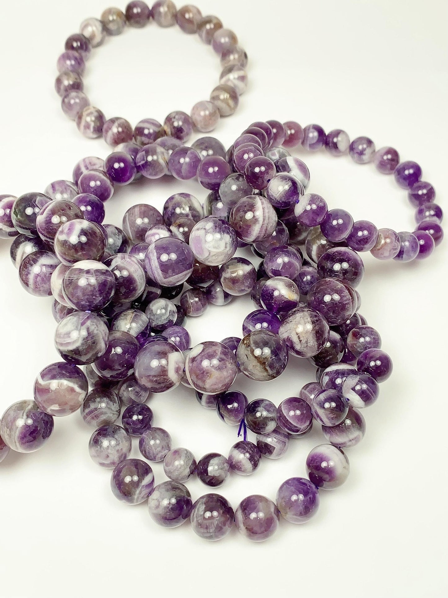 Genuine Natural purple Amethyst Smooth Round Stretch Bracelet 10mm