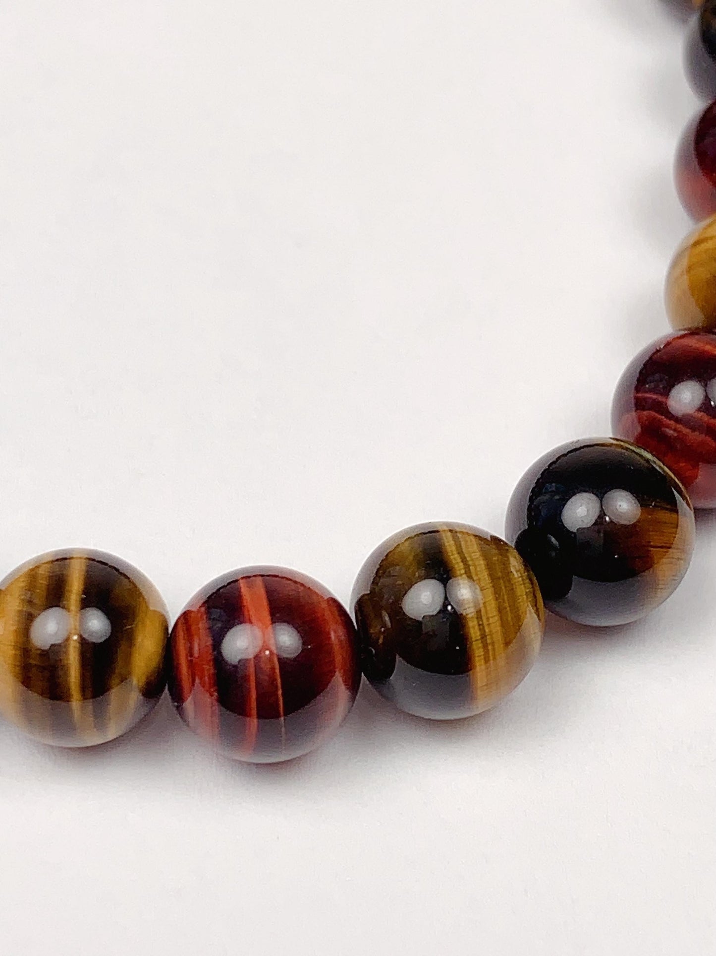 Natural Tiger's Eye Stretch Bracelet: Red, Blue, Gold, 8mm Beads