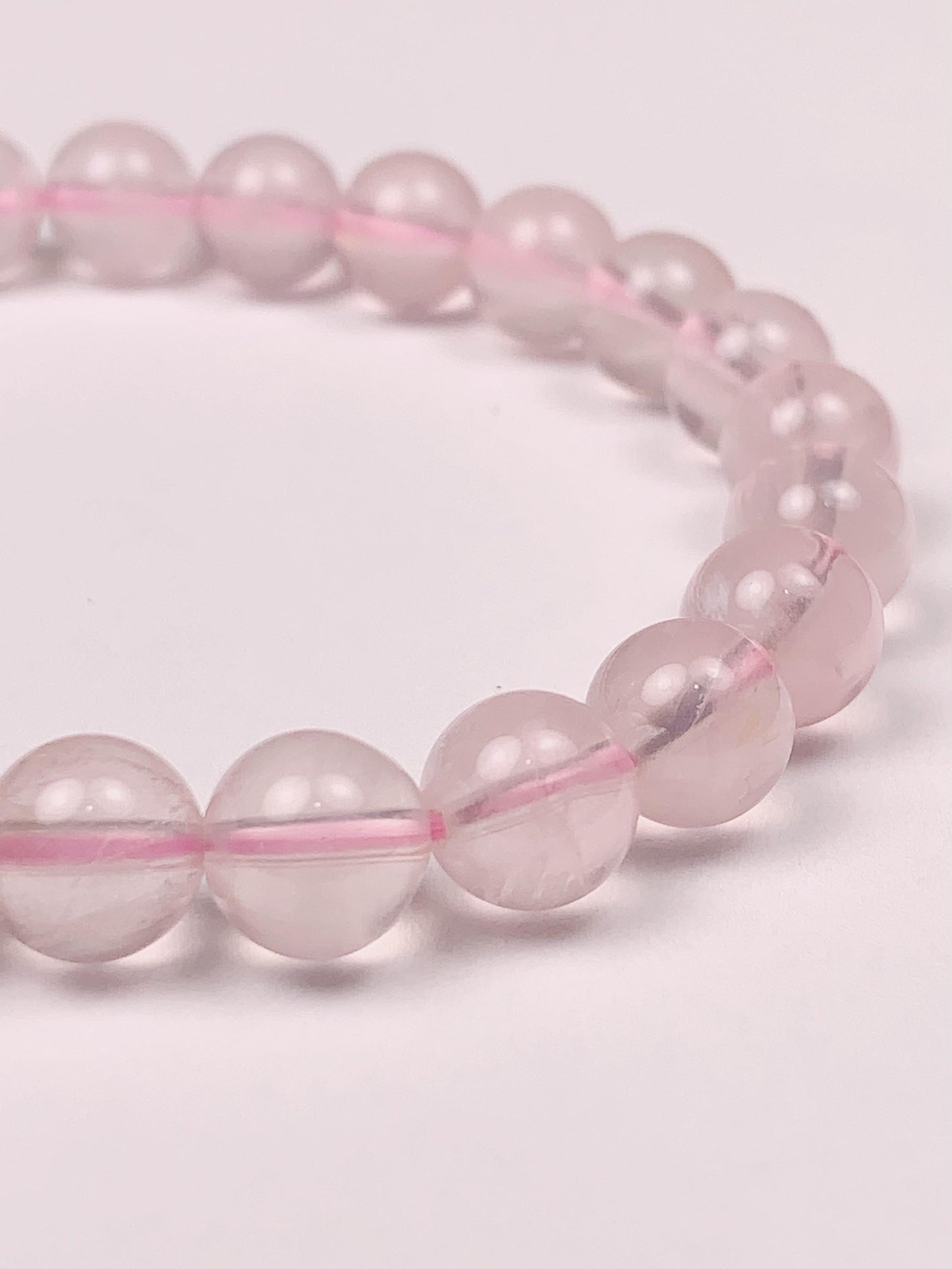 AAA Natural Transparent Light Pink Rose Quartz Bracelet: Smooth Round Gemstone Beads
