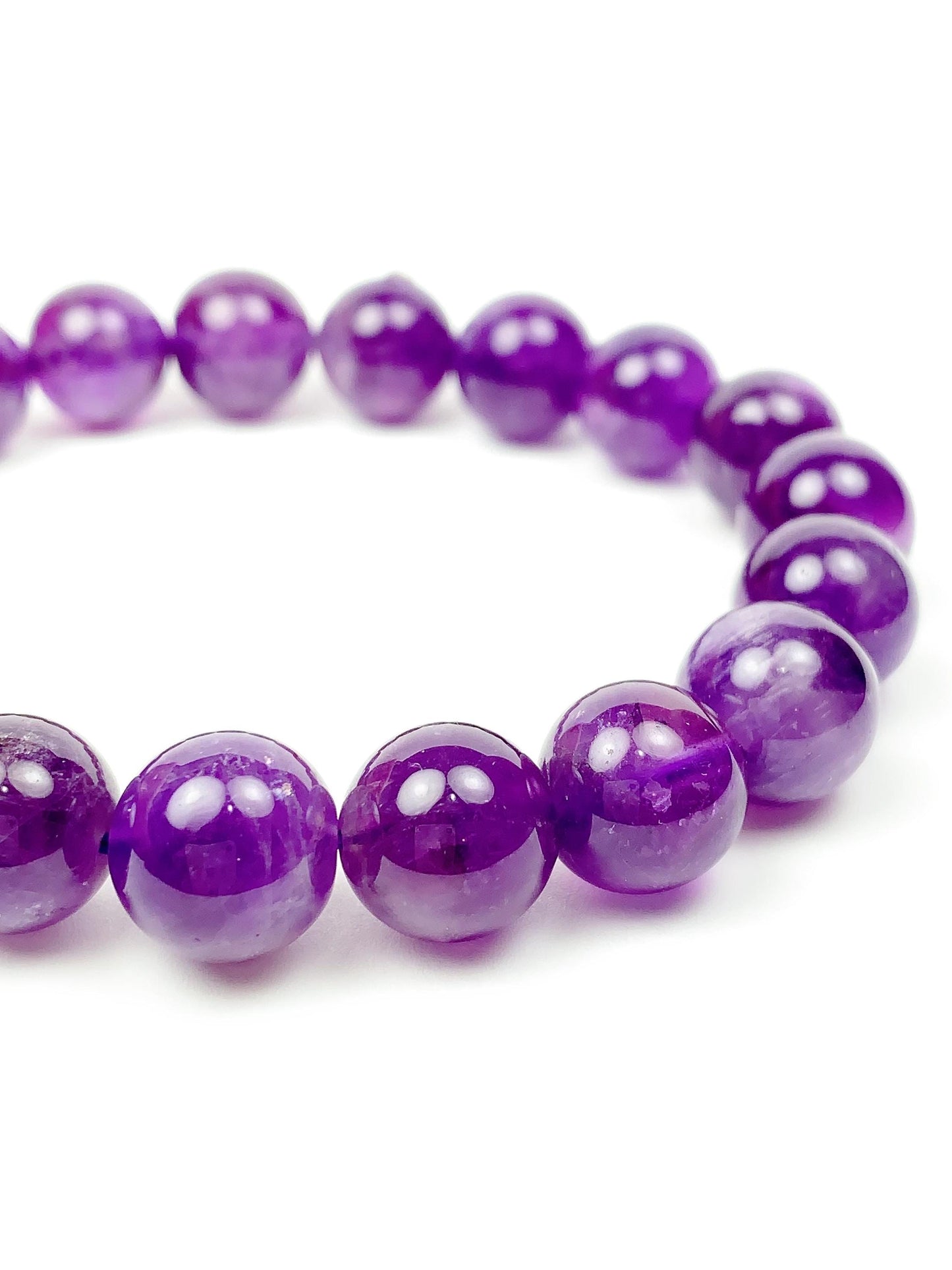 Genuine Natural purple Amethyst Smooth Round Stretch Bracelet 12mm